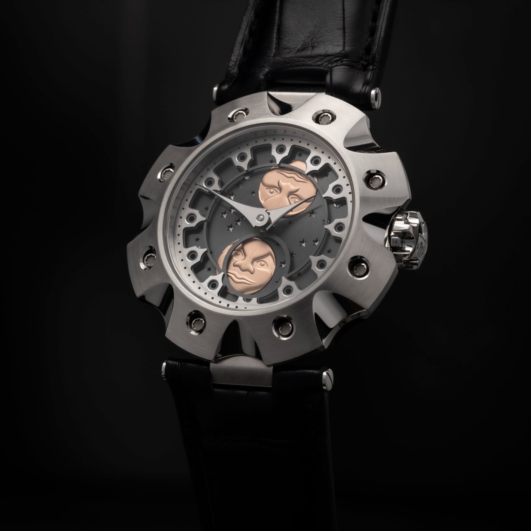 Sarpaneva Supernova Moonphase Grey With Red Gold Moons