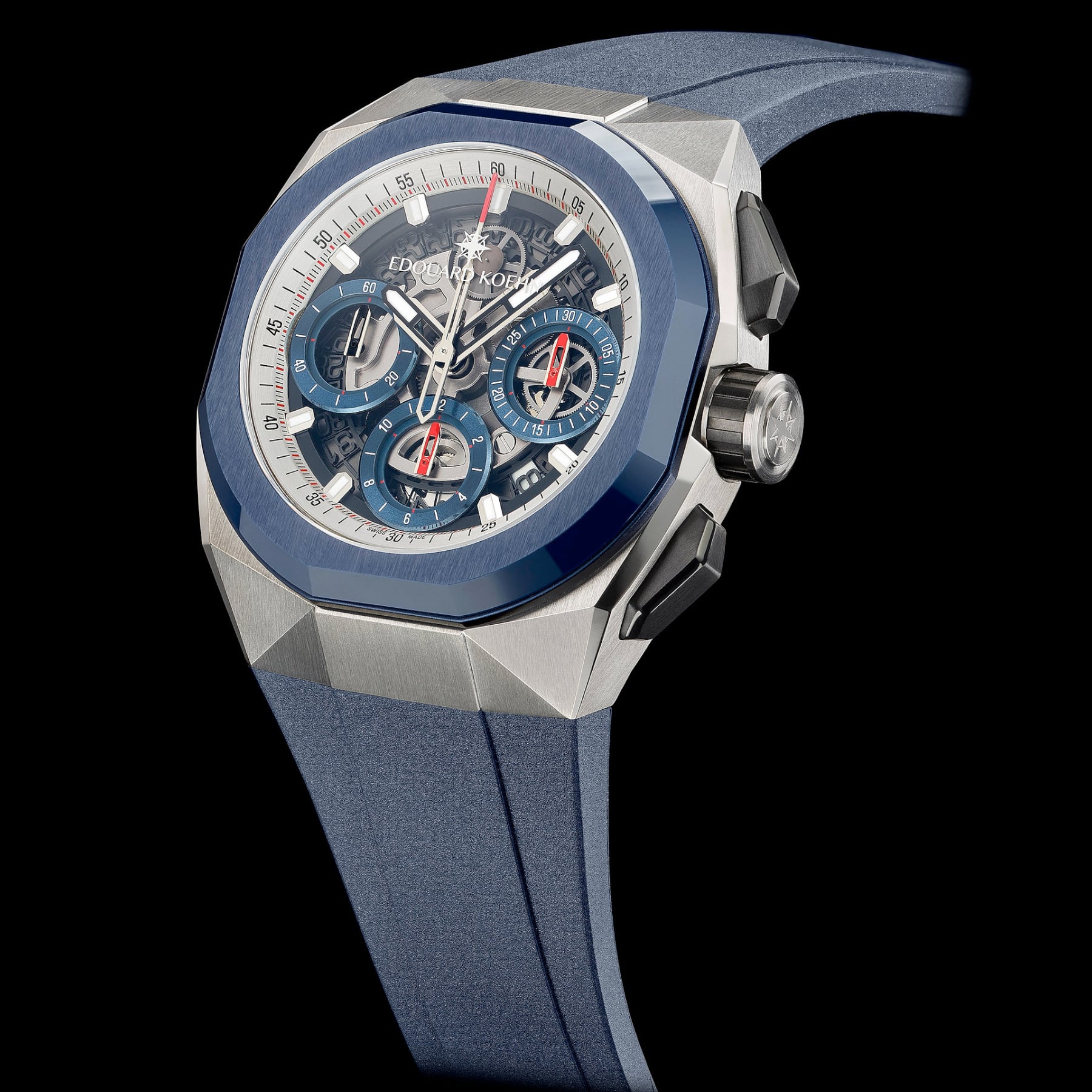 Edouard Koehn Tempus III Blue Skeleton Chronograph EK-CHR07SRBE