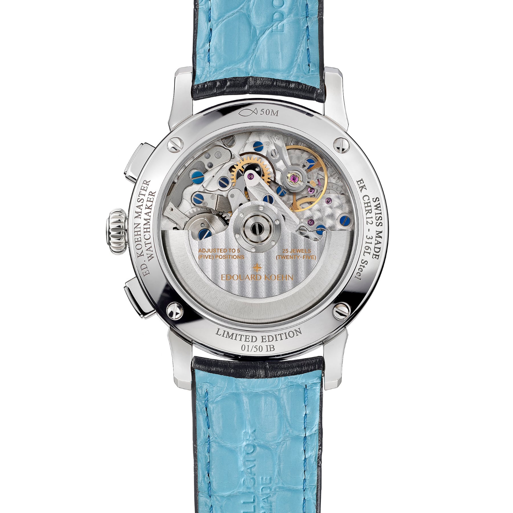 Edouard Koehn Legacy Moonphase Chronograph Ice Blue Limited Edition EK-CHR12SS-IB-ASBK