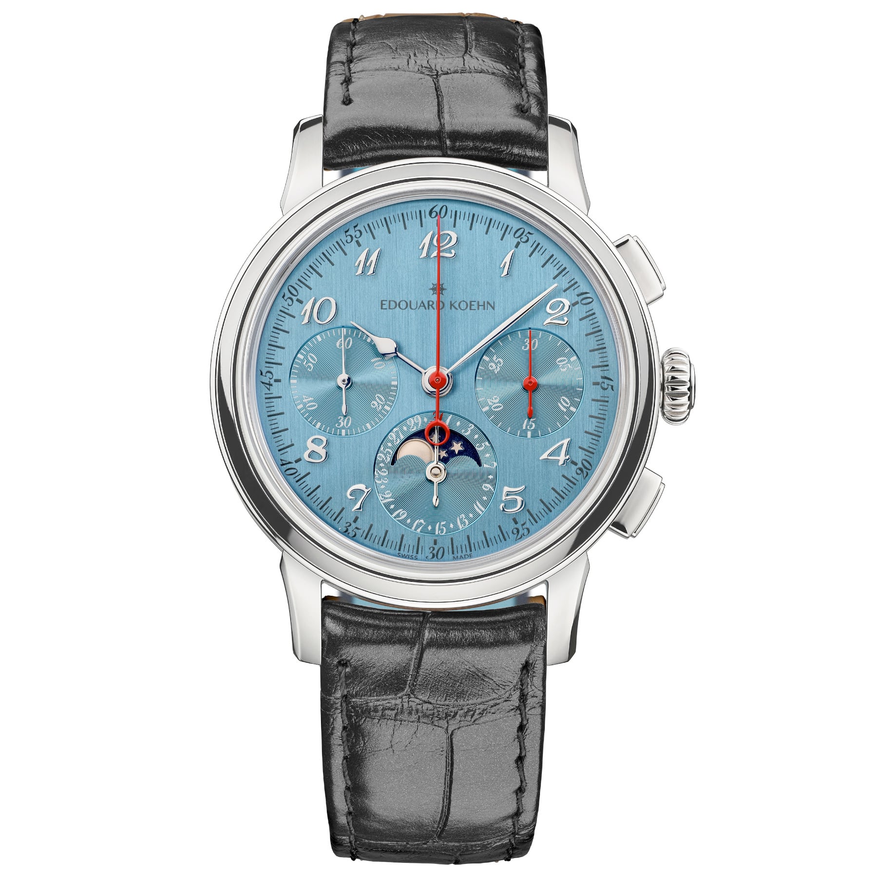 Edouard Koehn Legacy Moonphase Chronograph Ice Blue Limited Edition EK-CHR12SS-IB-ASBK