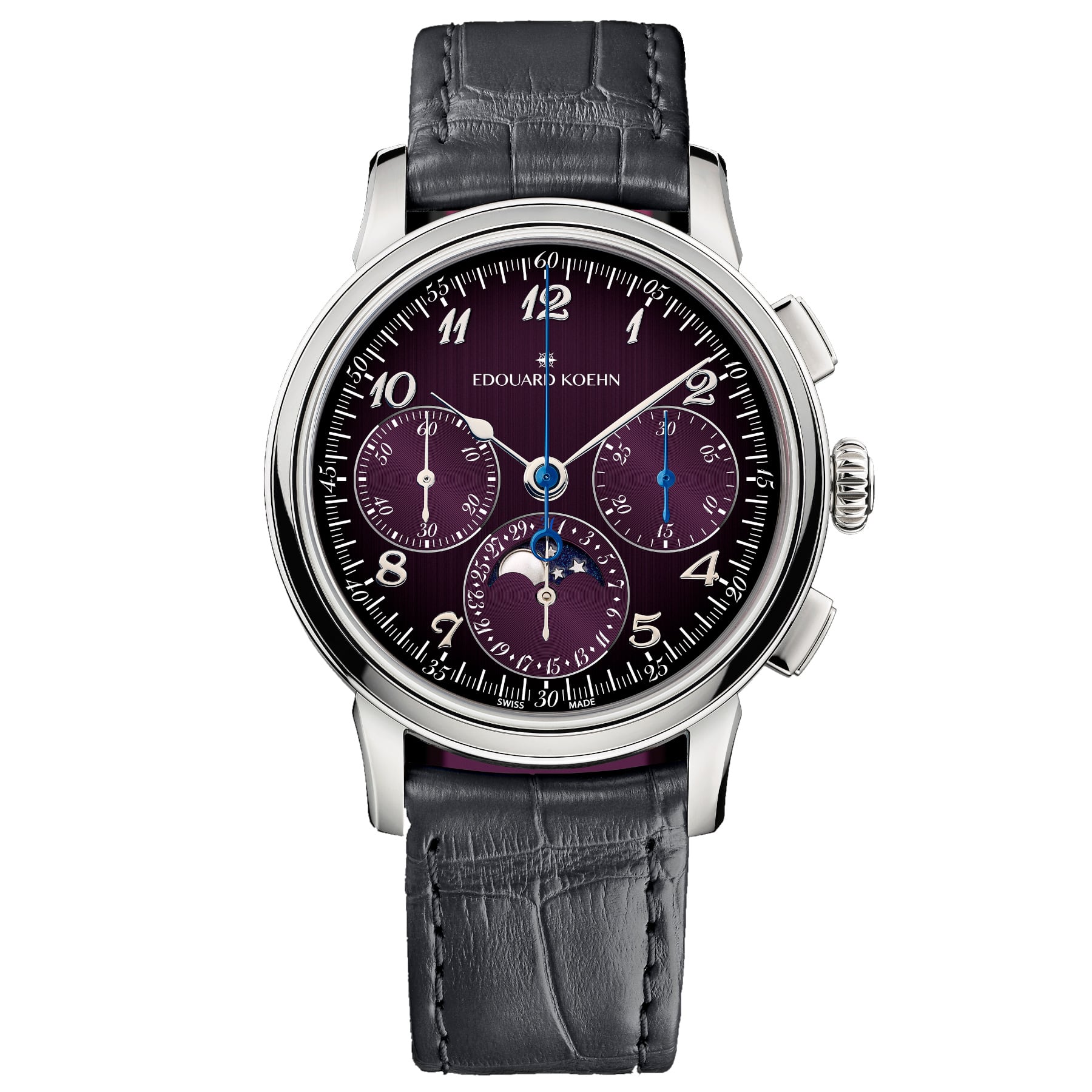 Edouard Koehn Legacy Moonphase Chronograph Purple Limited Edition EK-CHR12SS-PL-ASBP U.S. Exclusive