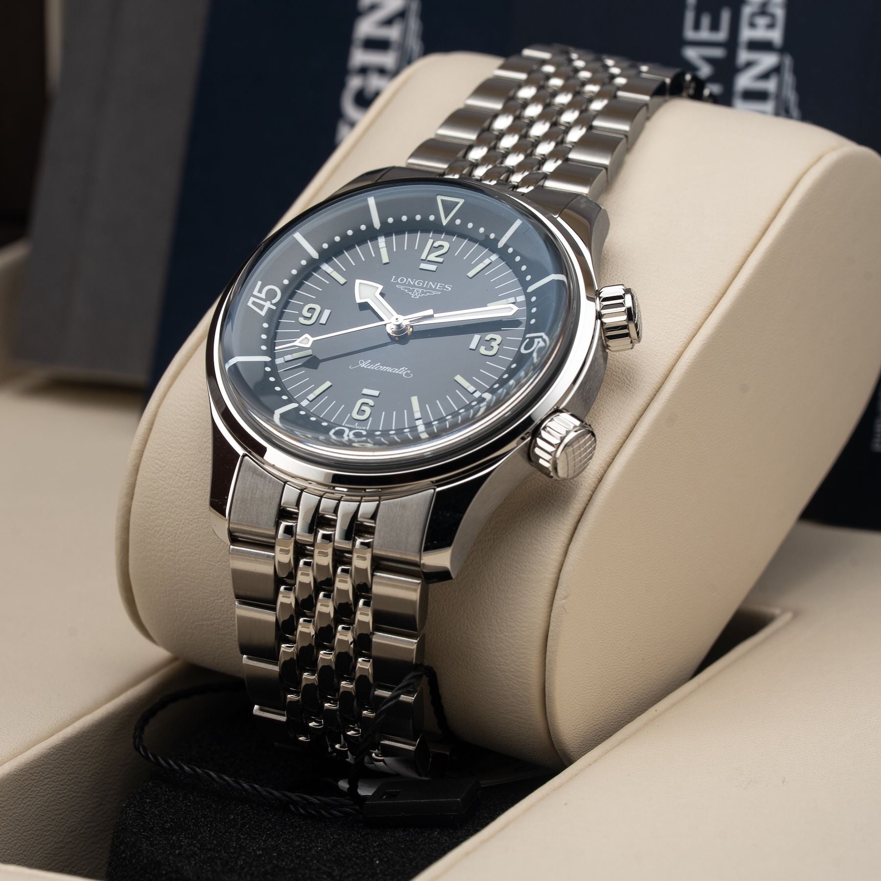 Longines L3.764.4.99.6 Legend Diver Grey Dial on Bracelet