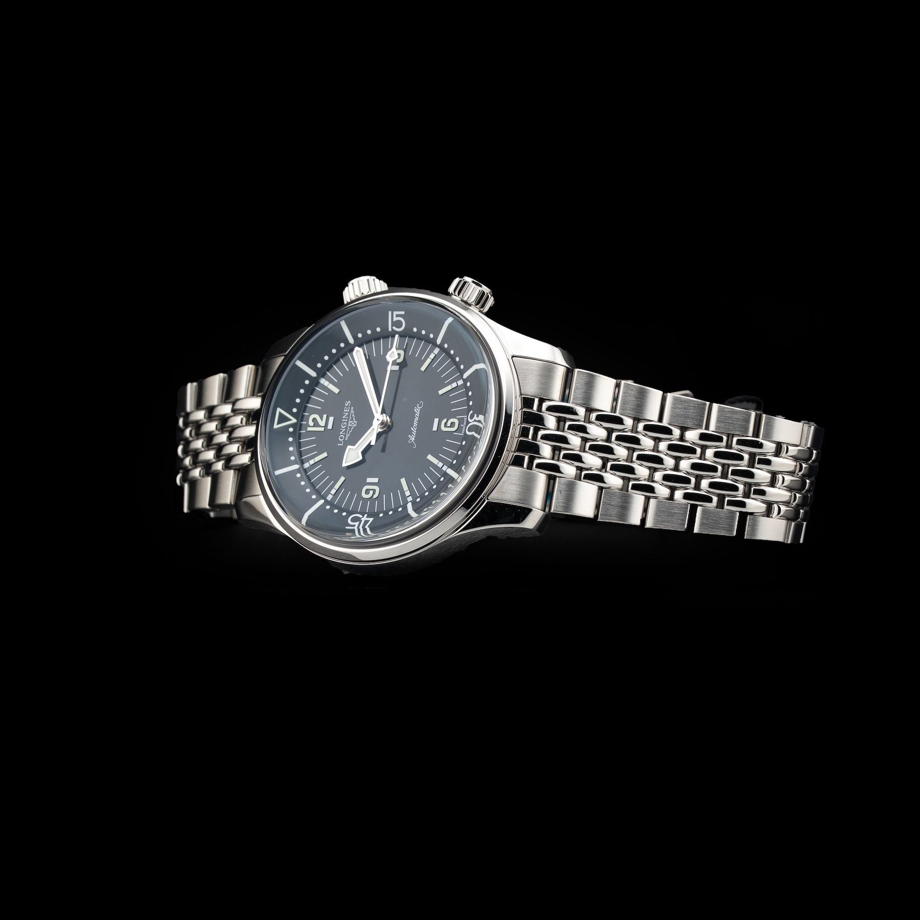 Longines L3.764.4.99.6 Legend Diver Grey Dial on Bracelet