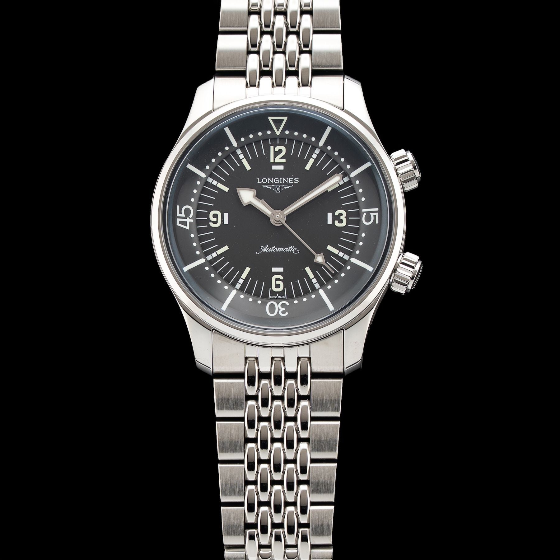 Longines L3.764.4.99.6 Legend Diver Grey Dial on Bracelet