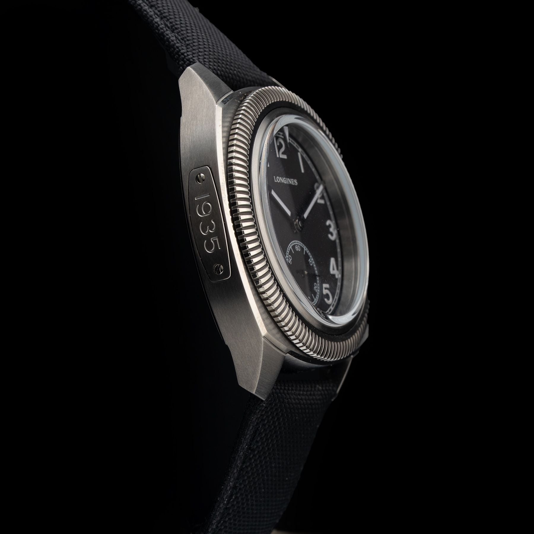 Longines L2.838.1.53.2 Pilot Majetek Black Dial on Strap