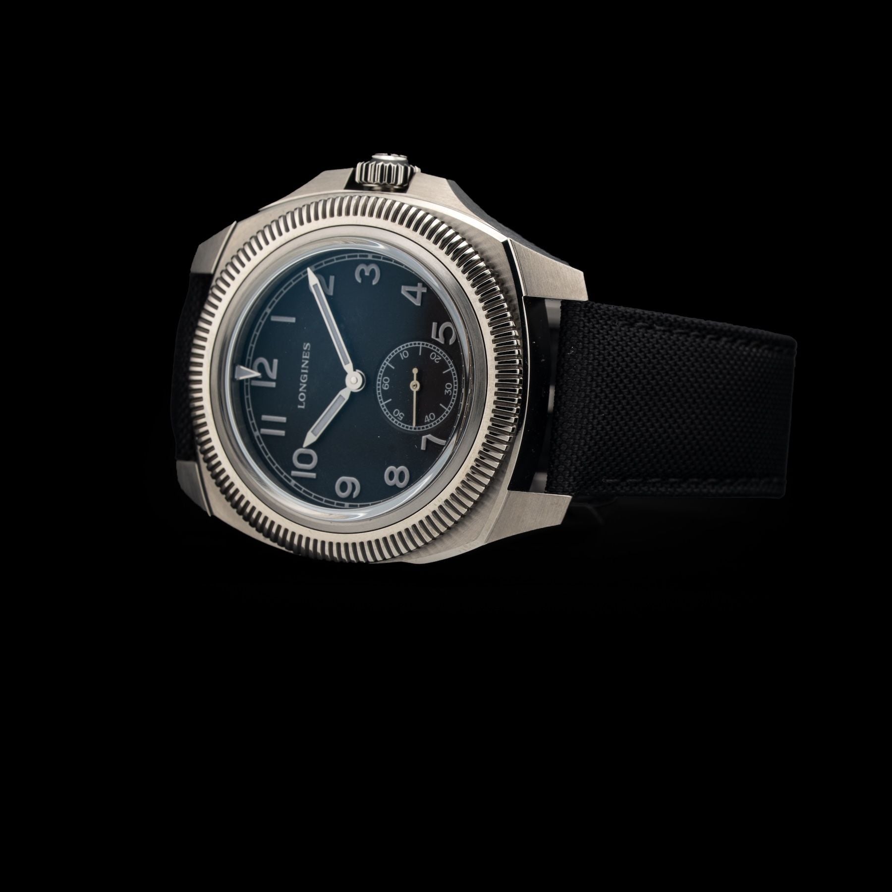 Longines L2.838.1.53.2 Pilot Majetek Black Dial on Strap