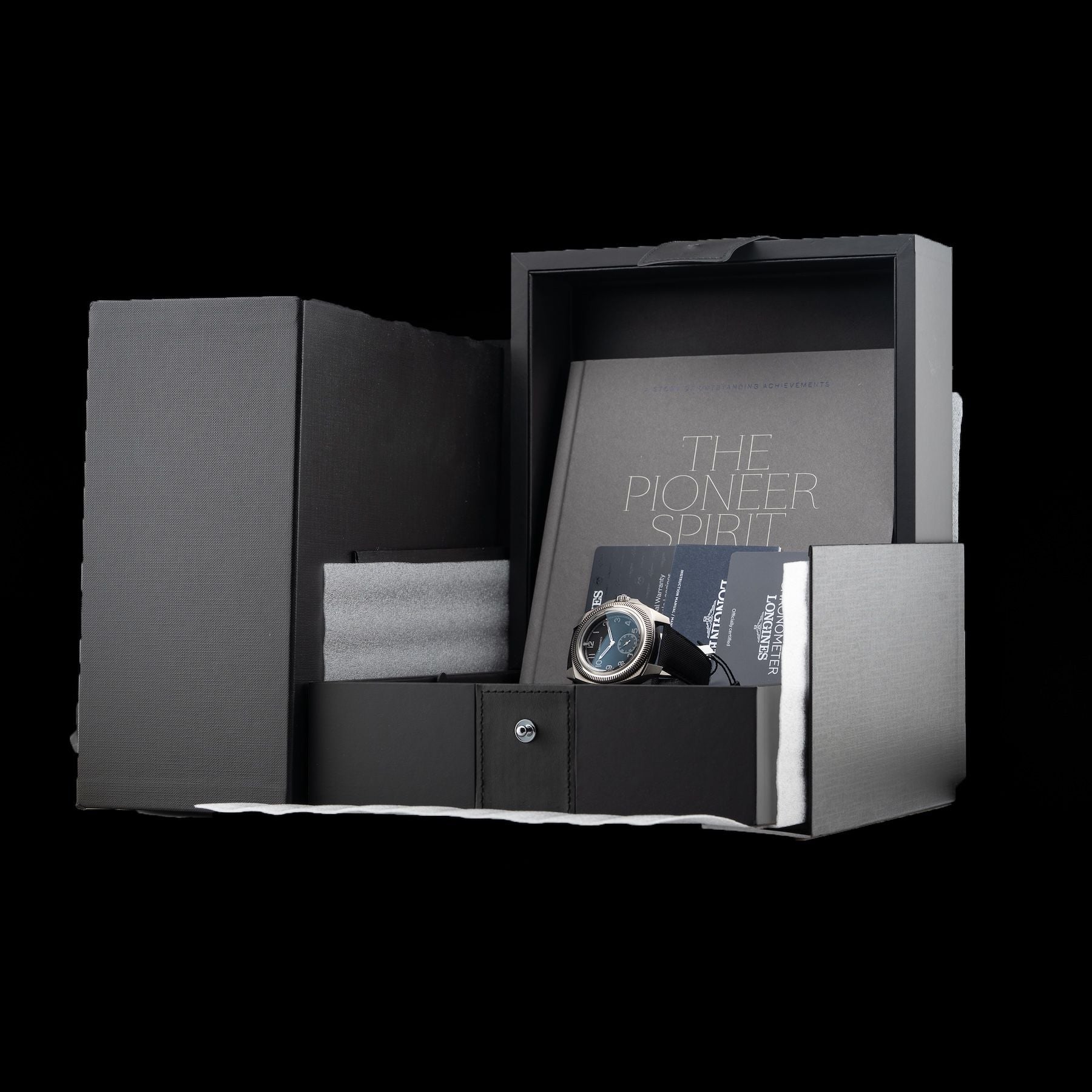 Longines L2.838.1.53.2 Pilot Majetek Black Dial on Strap