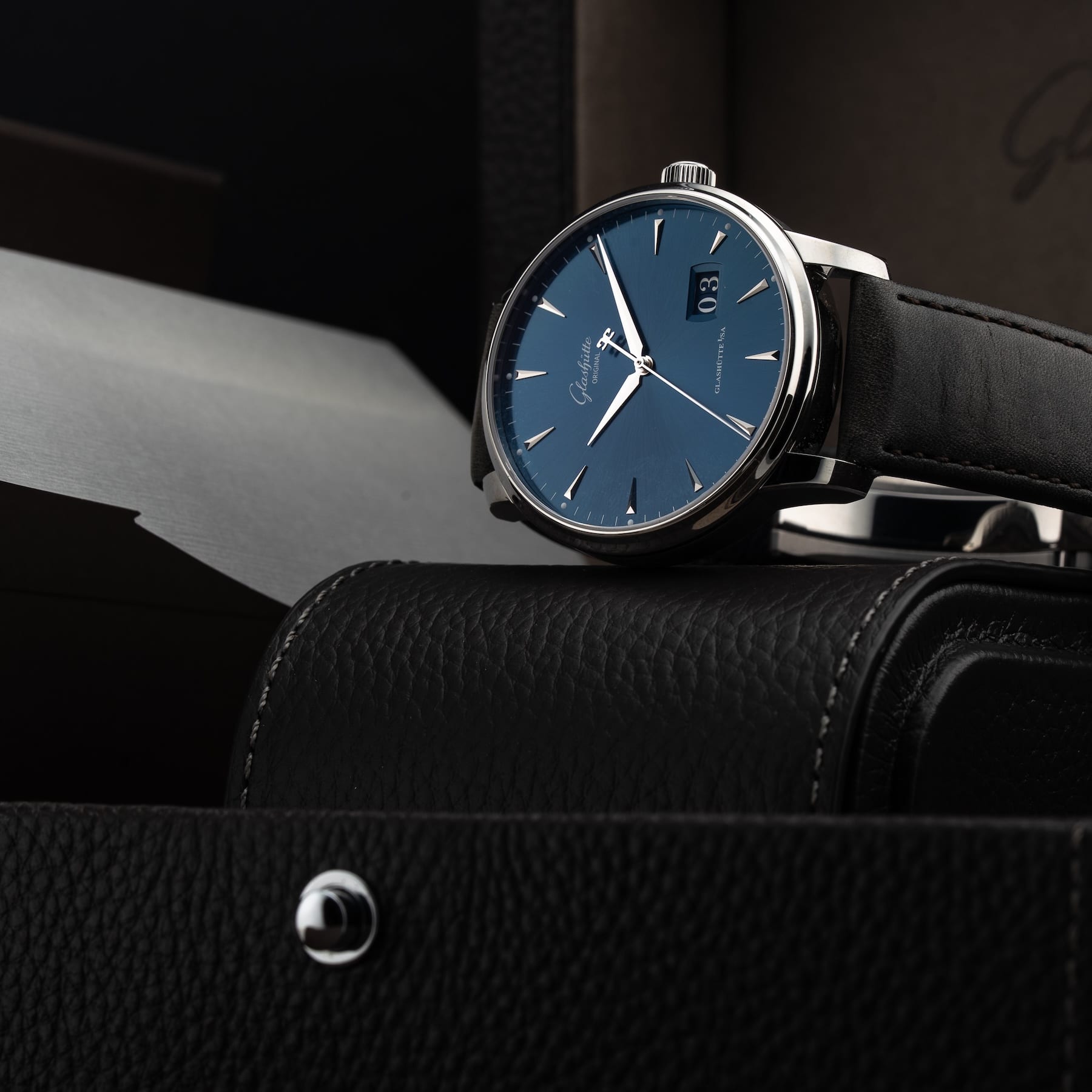 Glashütte Original Senator Excellence Panorama Date Blue Dial 1-36-03-04-02-30