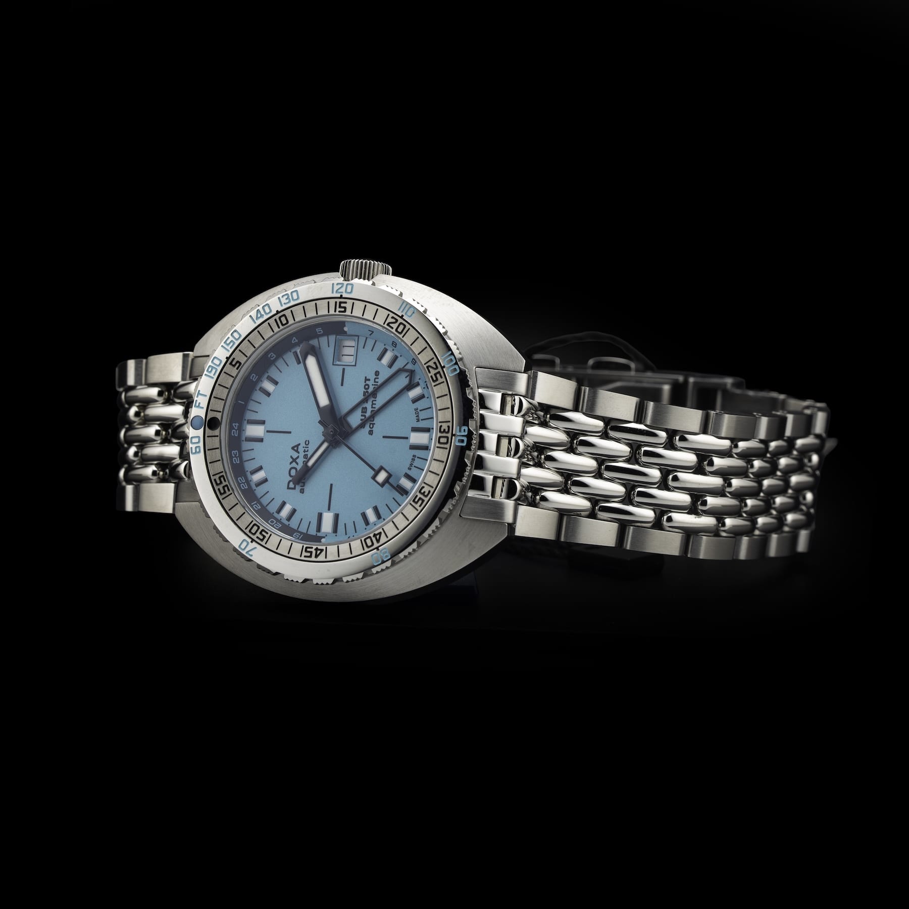 DOXA 855.10.241.10 SUB 250T GMT Aquamarine On Stainless Steel Bracelet