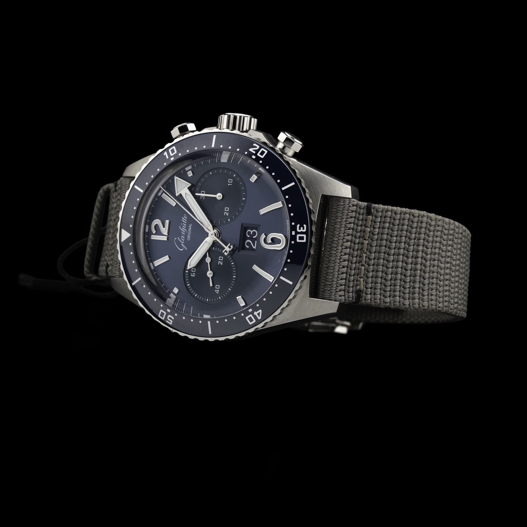 Glashütte Original SeaQ Chronograph Blue Dial on Grey Strap 1-37-23-02-81-34