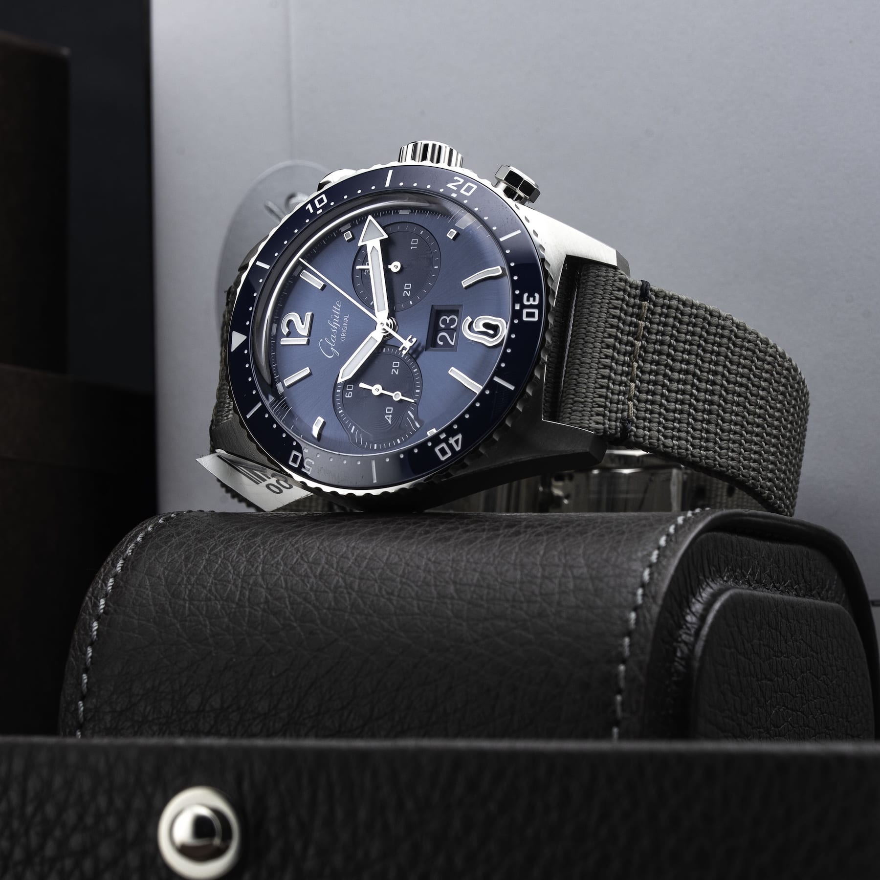 Glashütte Original SeaQ Chronograph Blue Dial on Grey Strap 1-37-23-02-81-34