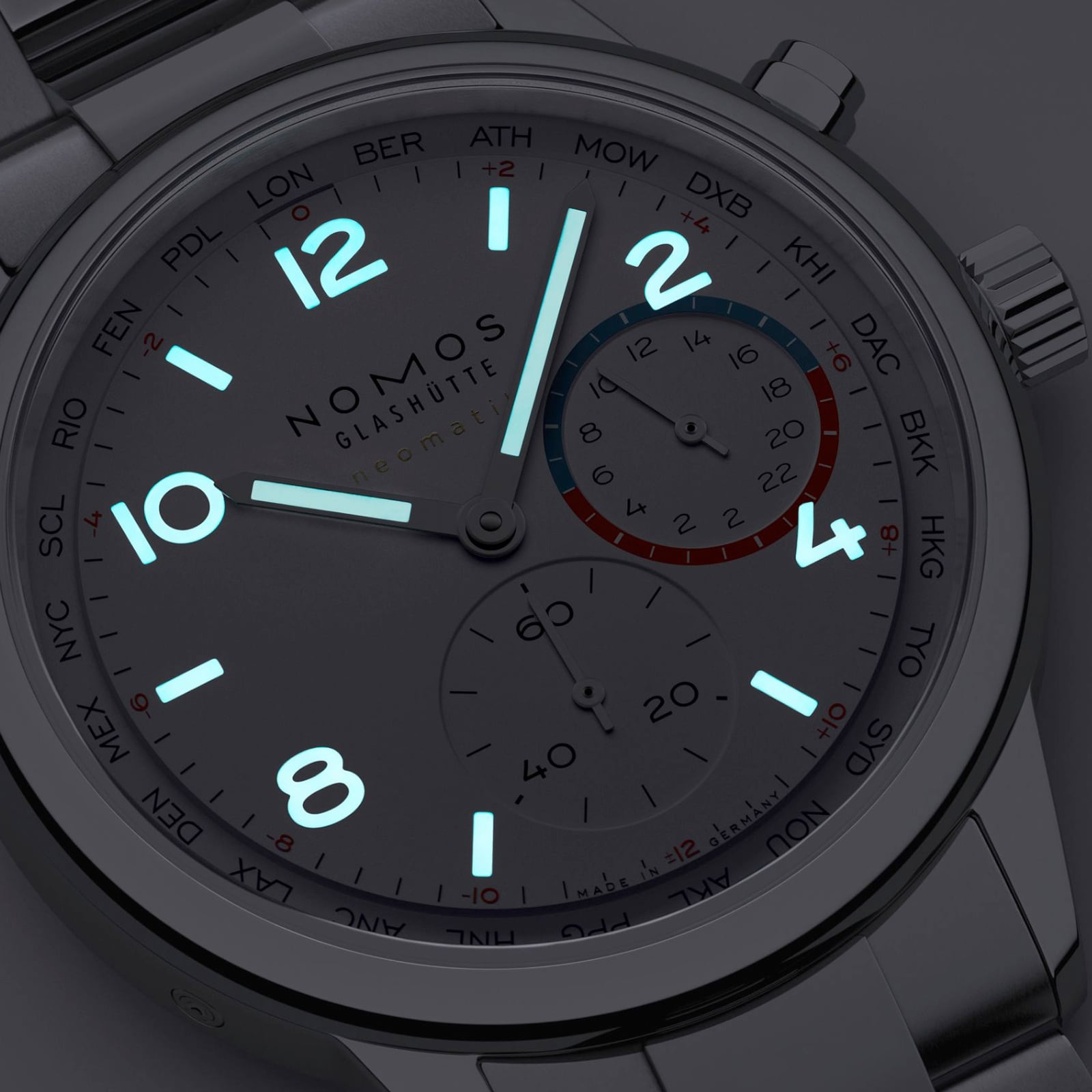 NOMOS Glashütte Club Sport Neomatik Worldtimer 792 White