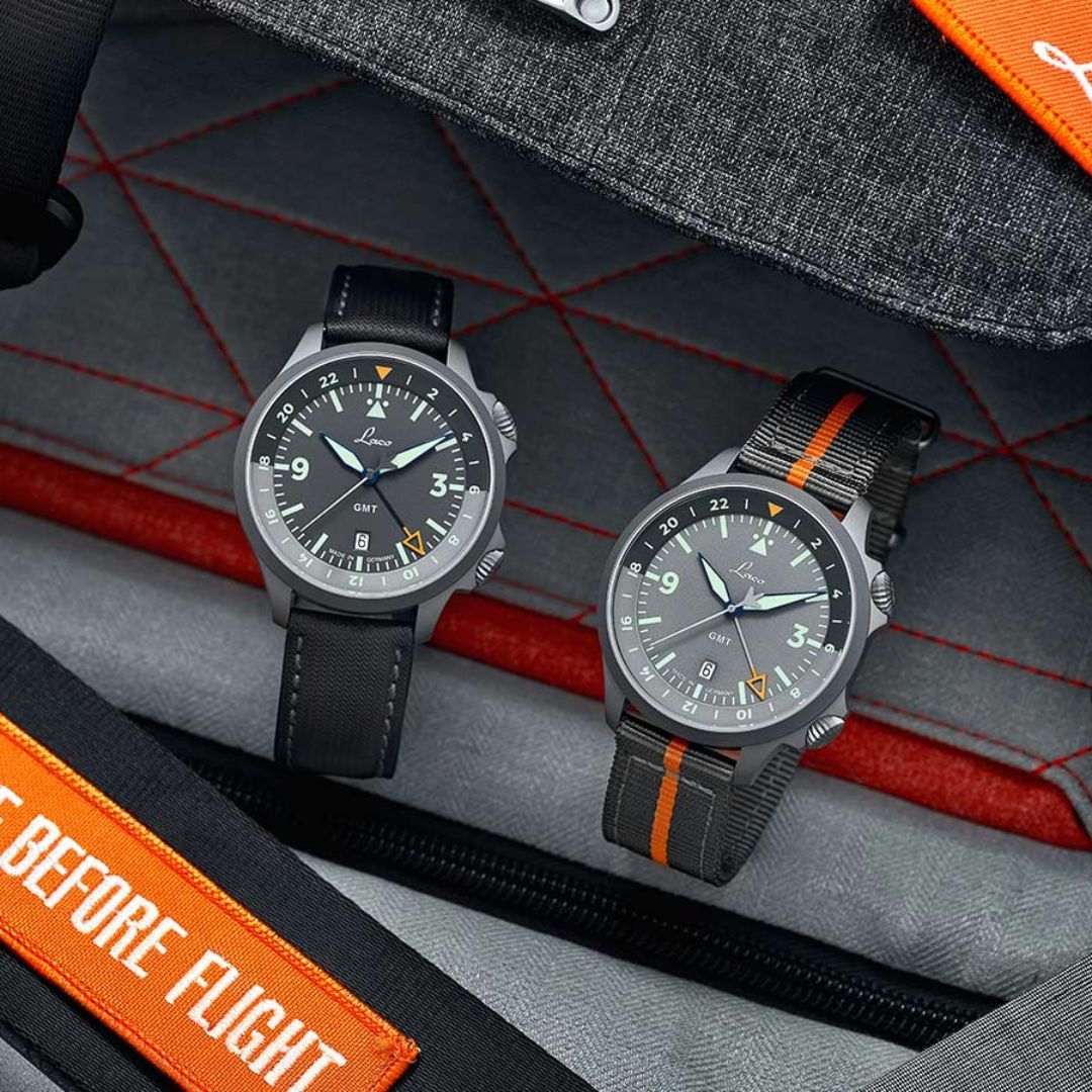 Laco Pilot Frankfurt GMT Schwarz Gray