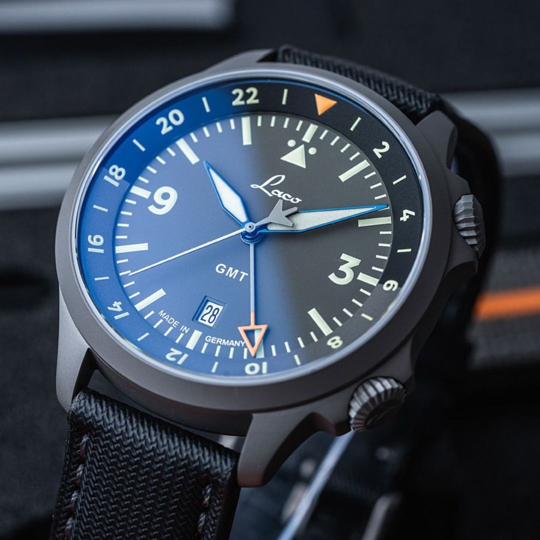 Laco Pilot Frankfurt GMT Schwarz Gray