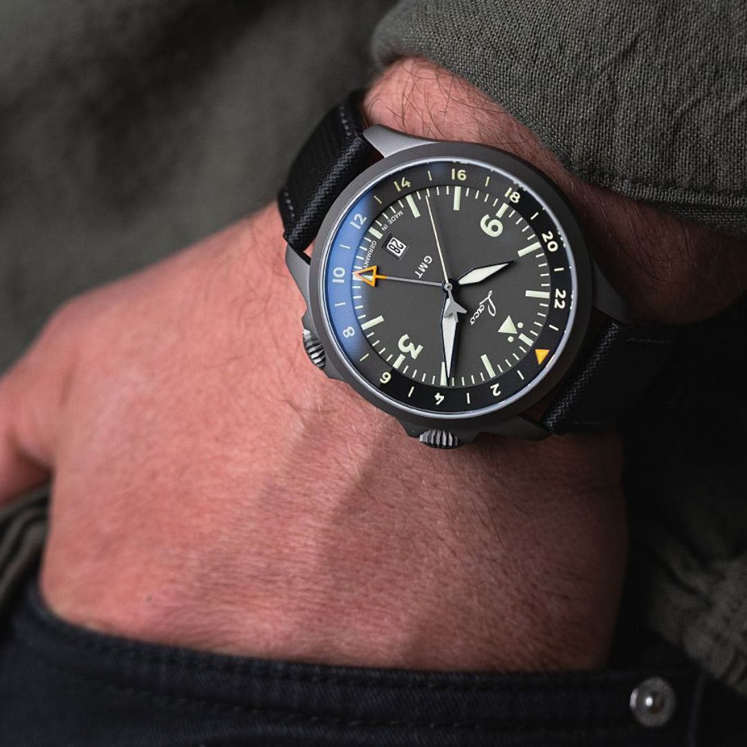 Laco Pilot Frankfurt GMT Schwarz Gray