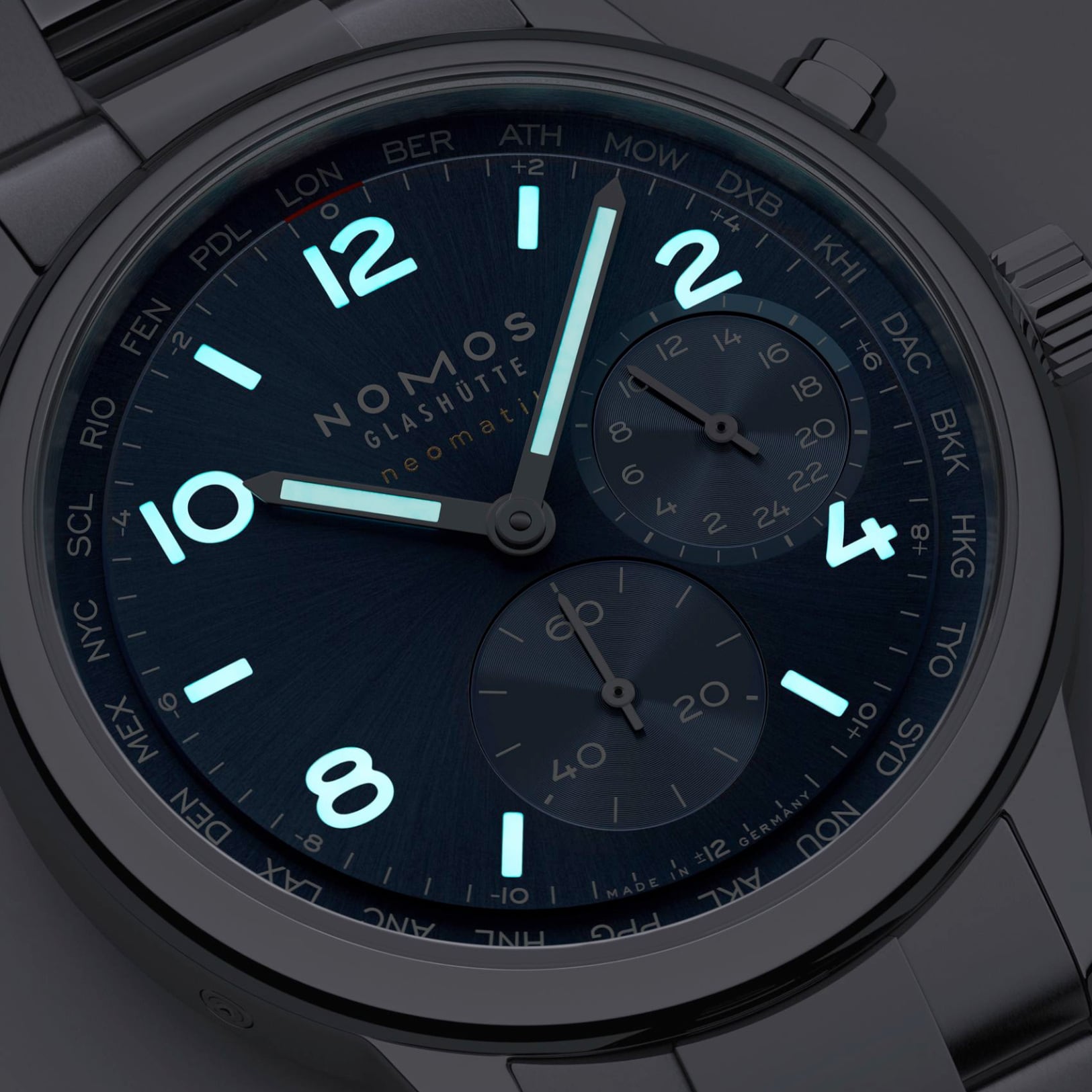 Nomos Glashütte Club Sport Neomatik Worldtimer Blue