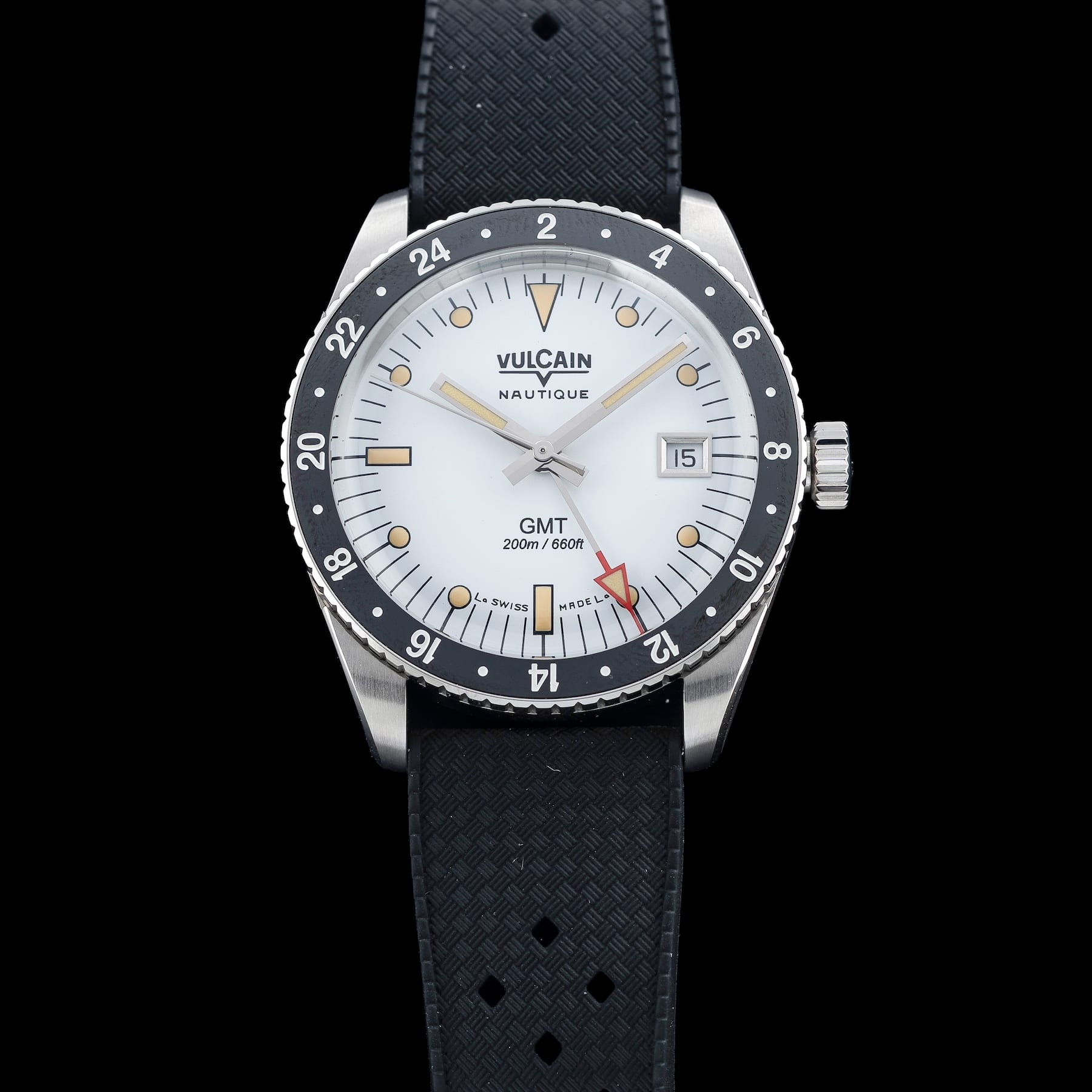 Vulcain 680174A57.BAR200 Skindiver GMT White Luminova Beige