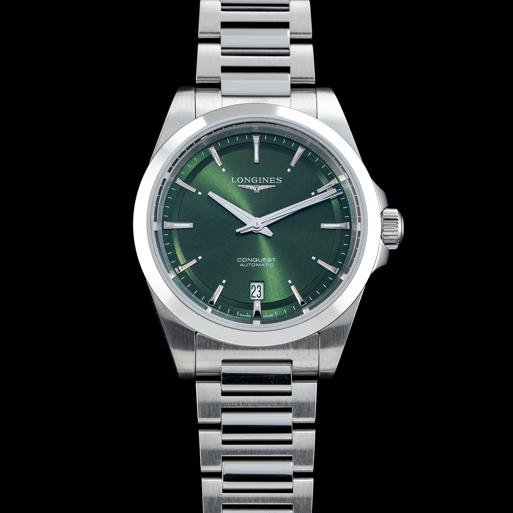 Longines Conquest Sunray Green Dial on Bracelet L3.720.4.02.6