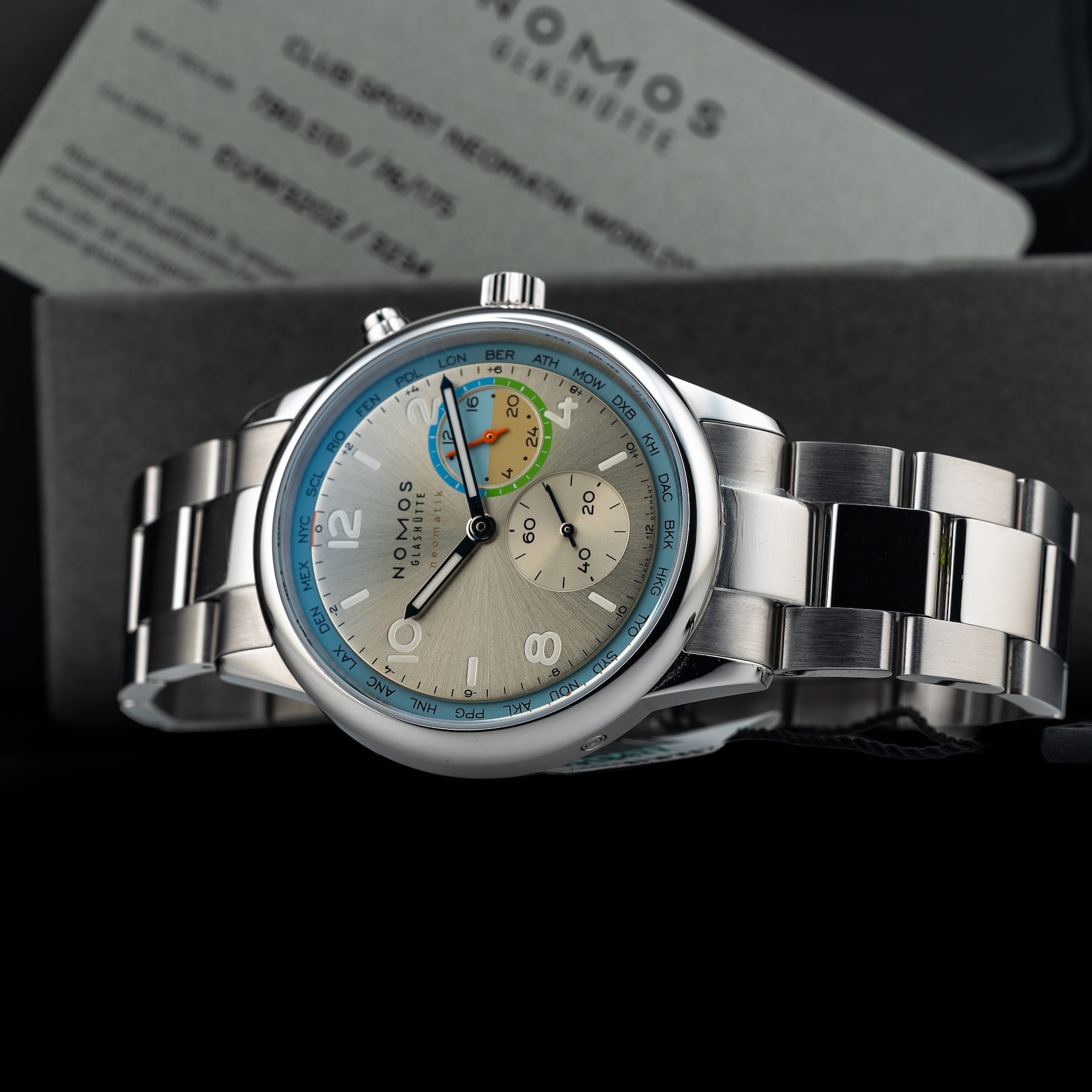 NOMOS Glashütte Club Sport Neomatik Worldtimer Roam 790.S10