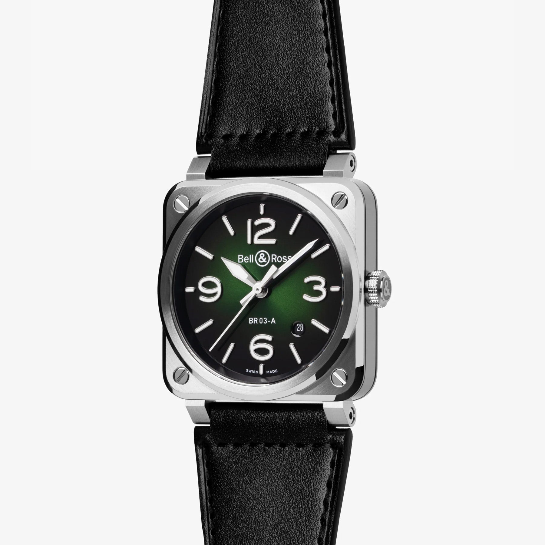 Bell & Ross BR03 Auto Steel Green on Calfskin Strap BR03A-GN-ST/SCA