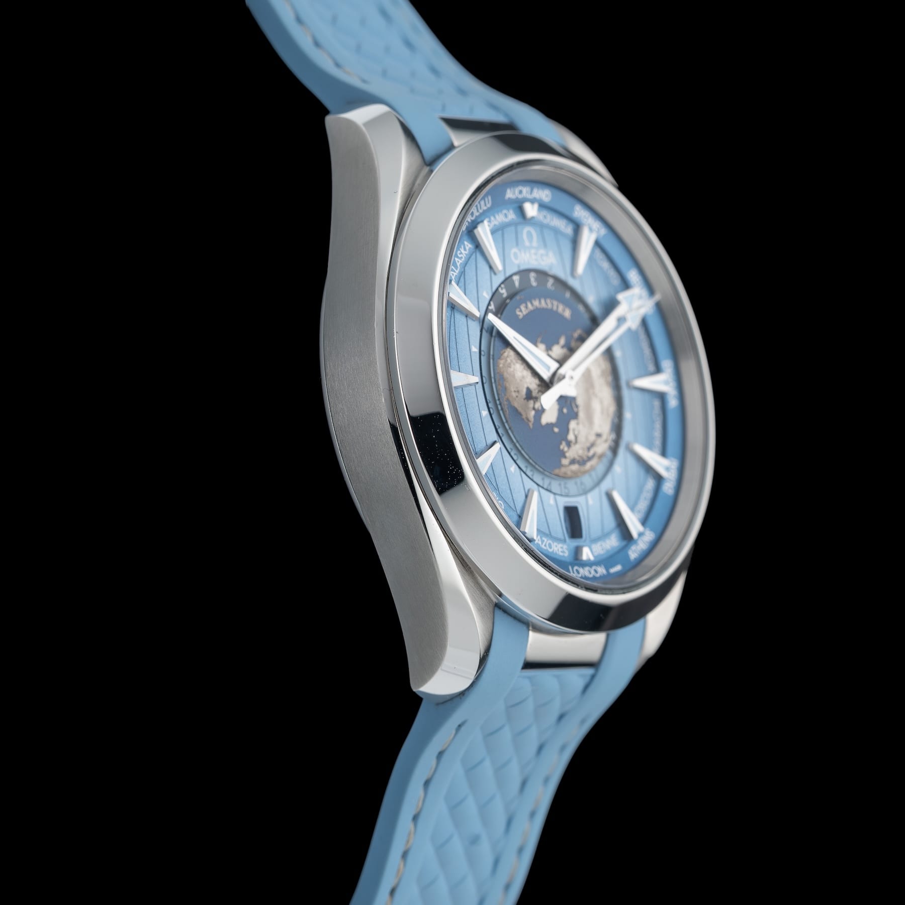 Omega 220.12.43.22.03.002 Seamaster Aqua Terra 150M Worldtimer Summer Blue on Strap