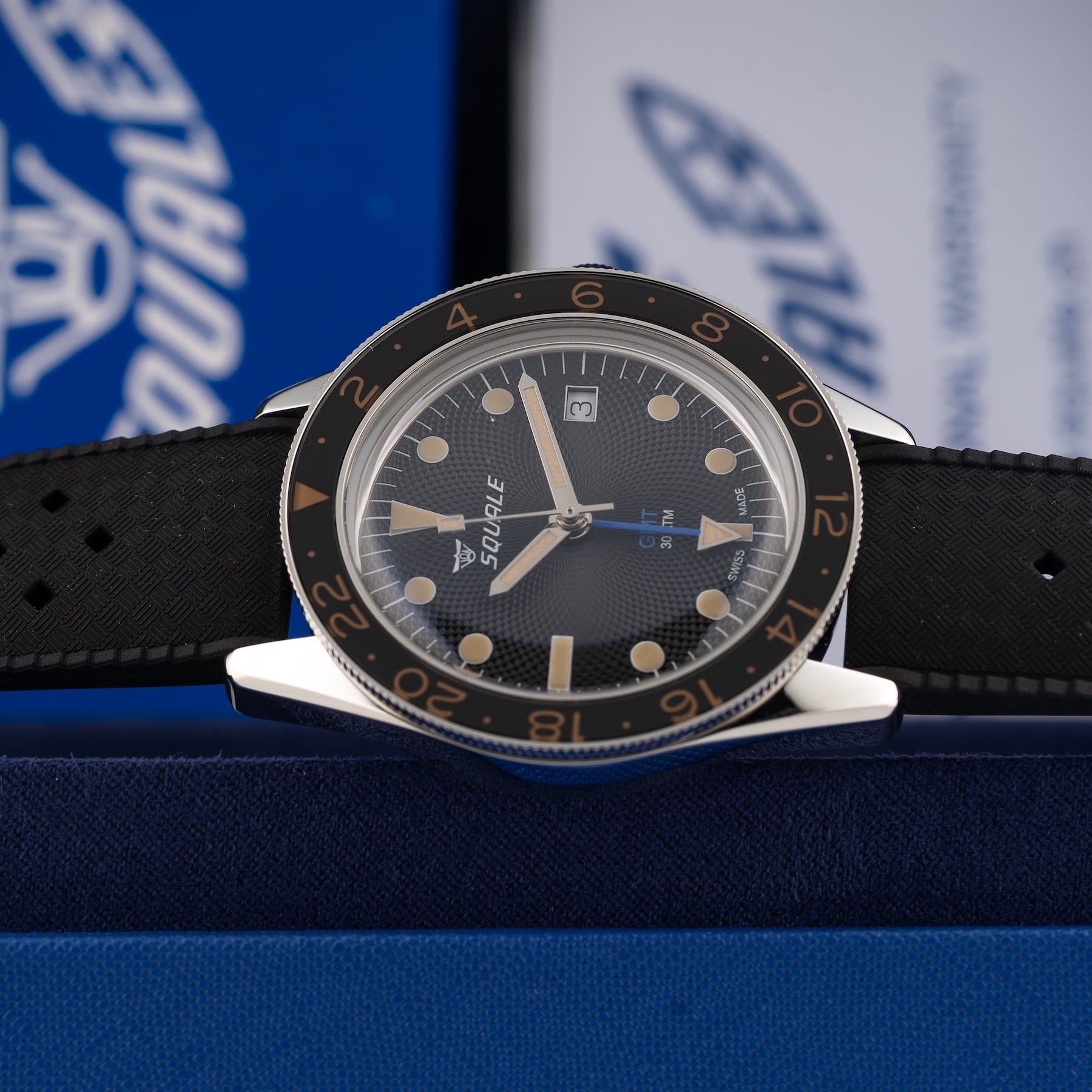 Squale SUB-39 GMT "Blackfin" Black Guilloché U.S. Exclusive SUB-39ERBK.HT