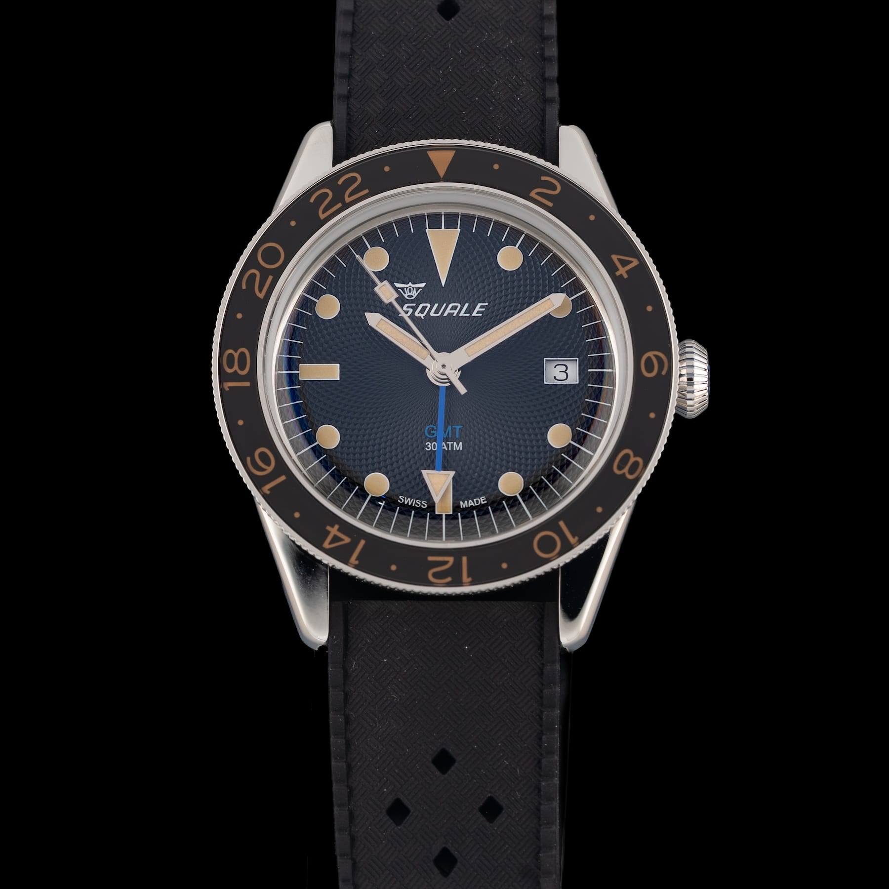 Squale SUB-39 GMT "Blackfin" Black Guilloché U.S. Exclusive SUB-39ERBK.HT