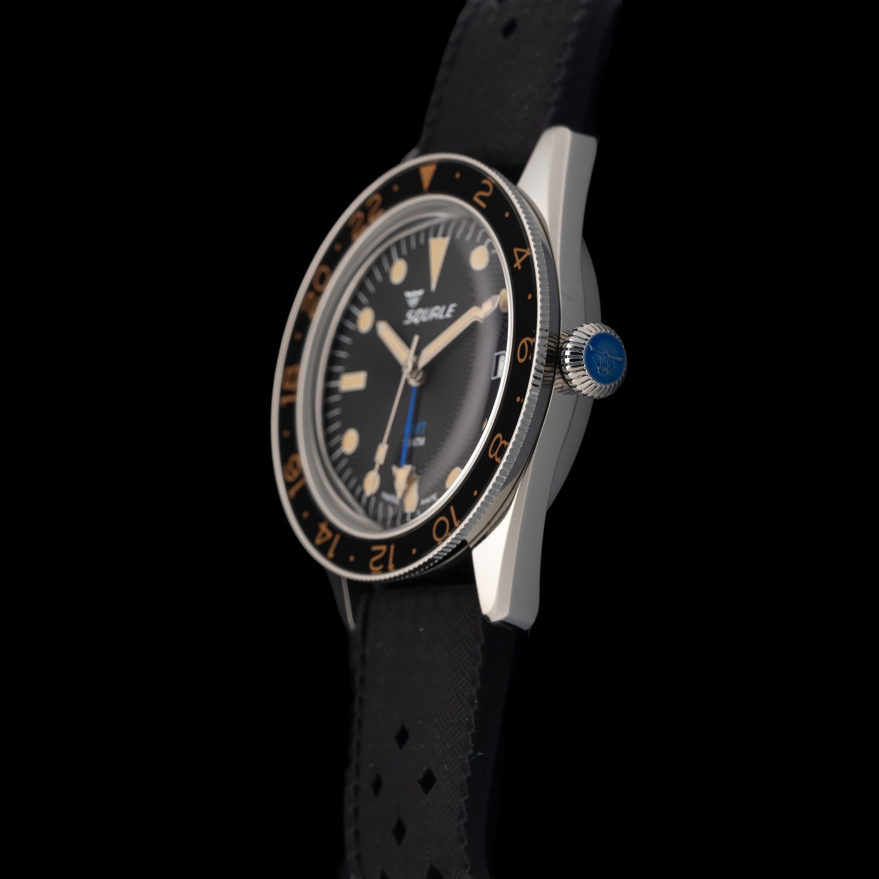 Squale SUB-39 GMT "Blackfin" Black Guilloché U.S. Exclusive SUB-39ERBK.HT