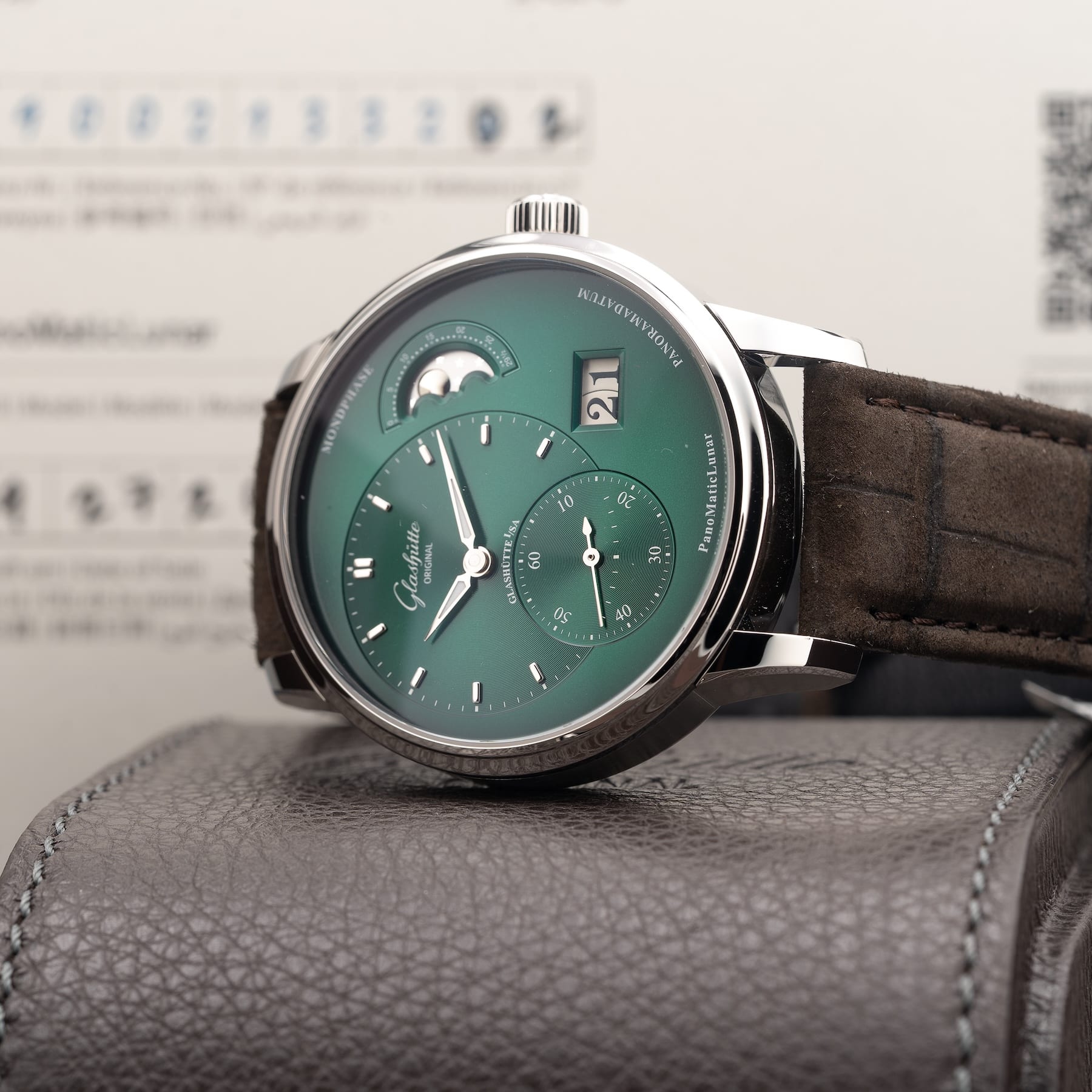 Glashütte Original PanoMaticLunar Green Dial 1-90-02-13-32-02