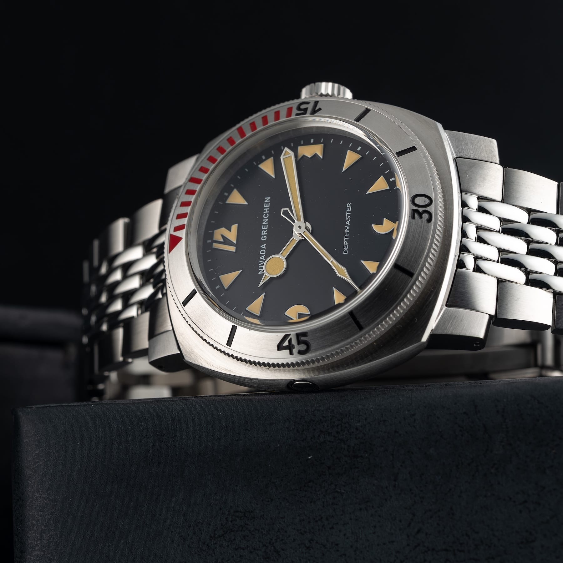 Nivada Grenchen 14200A04 Pacman Depthmaster 42mm on Bead of Rice Bracelet