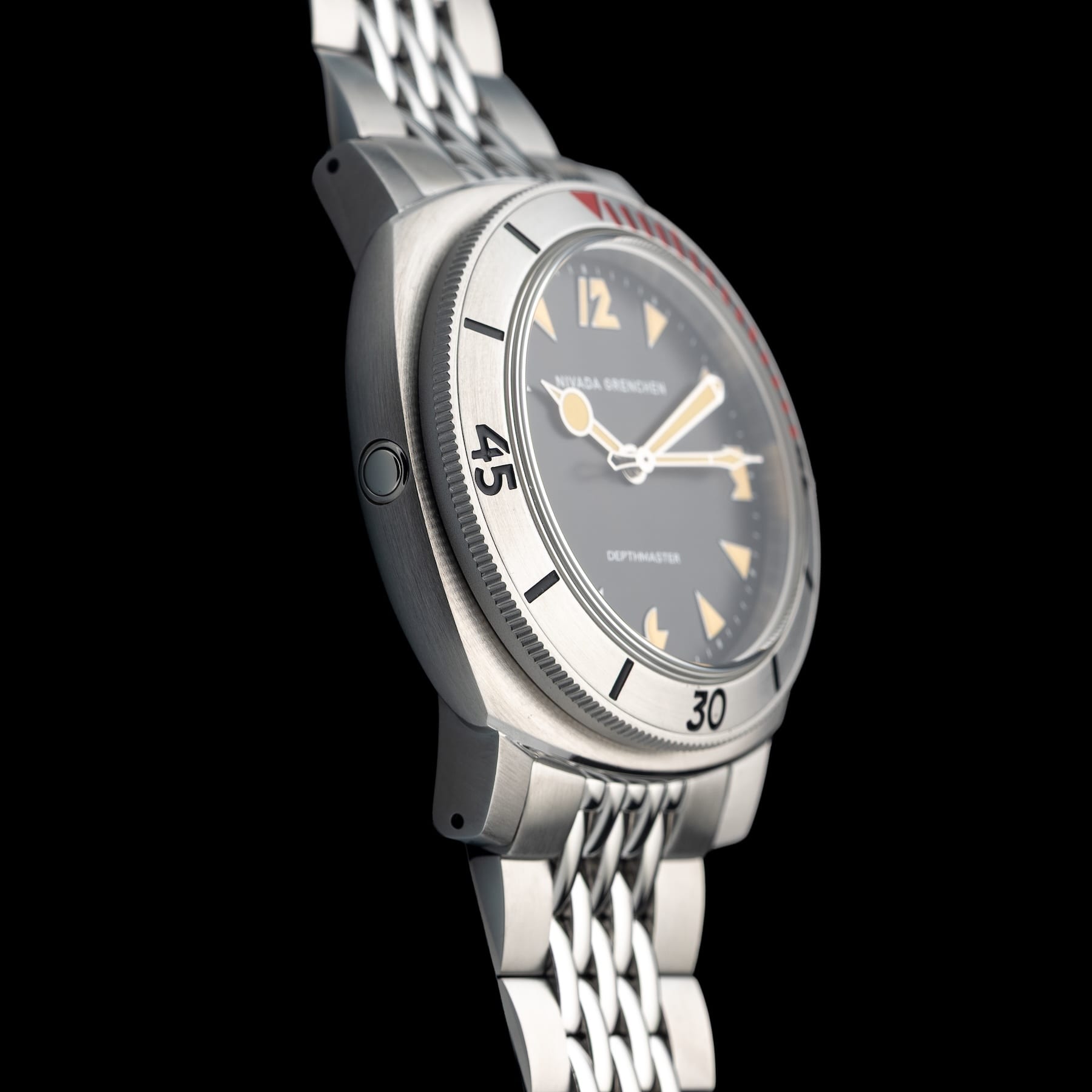 Nivada Grenchen 14200A04 Pacman Depthmaster 42mm on Bead of Rice Bracelet