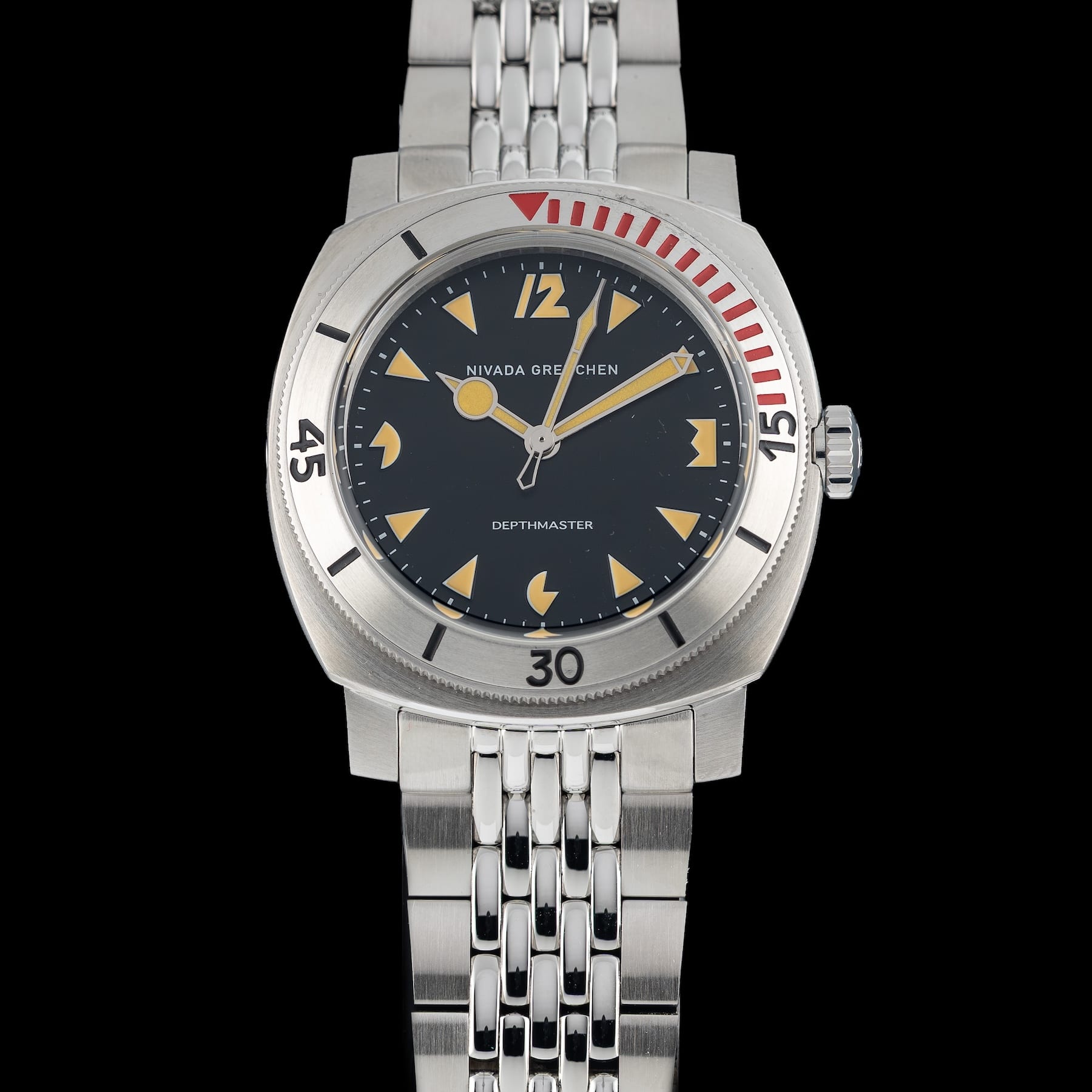 Nivada Grenchen 14200A04 Pacman Depthmaster 42mm on Bead of Rice Bracelet