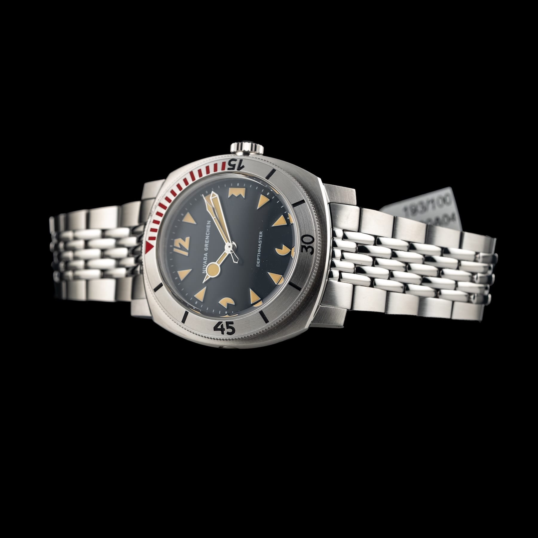 Nivada Grenchen 14200A04 Pacman Depthmaster 42mm on Bead of Rice Bracelet