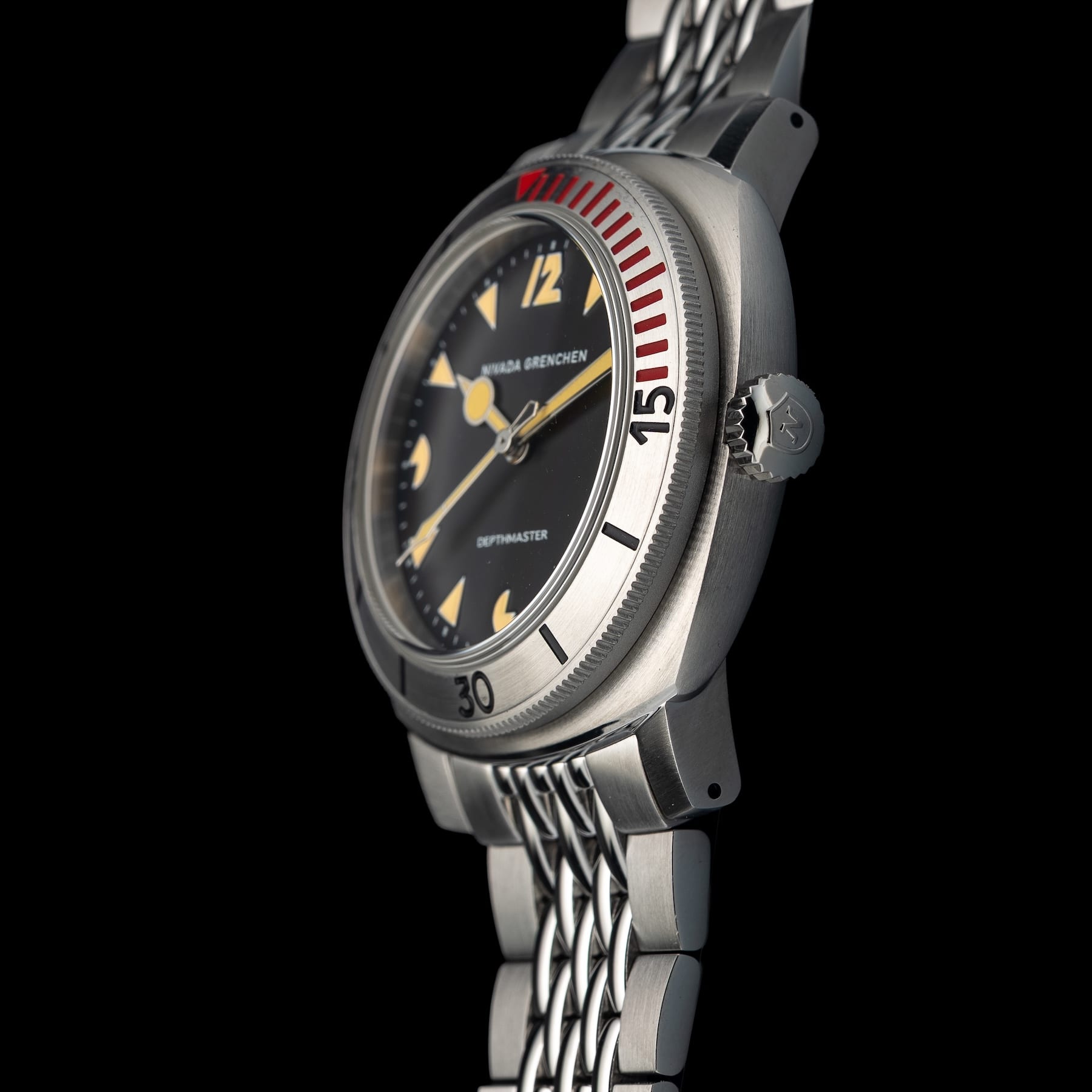 Nivada Grenchen 14200A04 Pacman Depthmaster 42mm on Bead of Rice Bracelet
