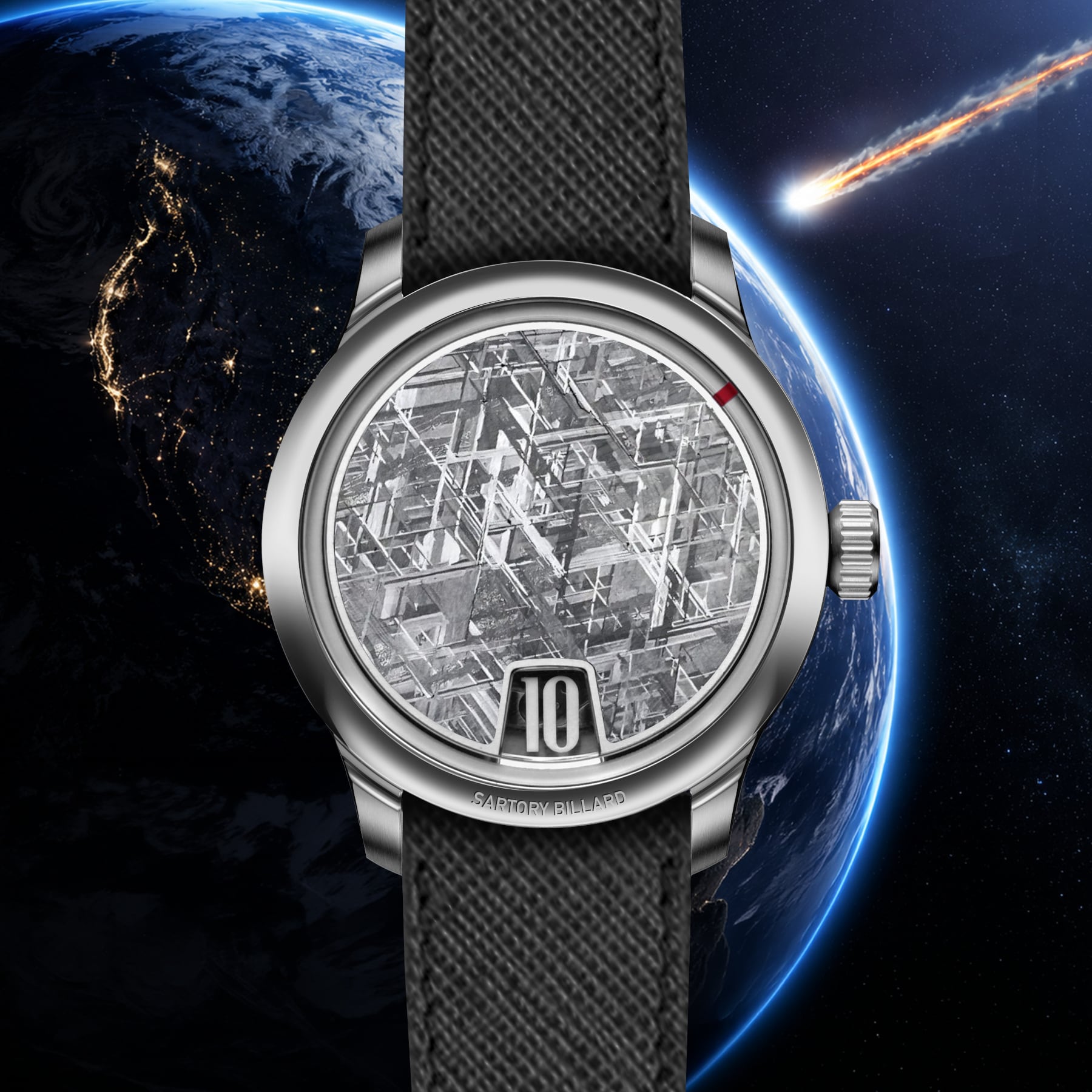Sartory Billard SB10 Jump Hour Meteorite On Strap