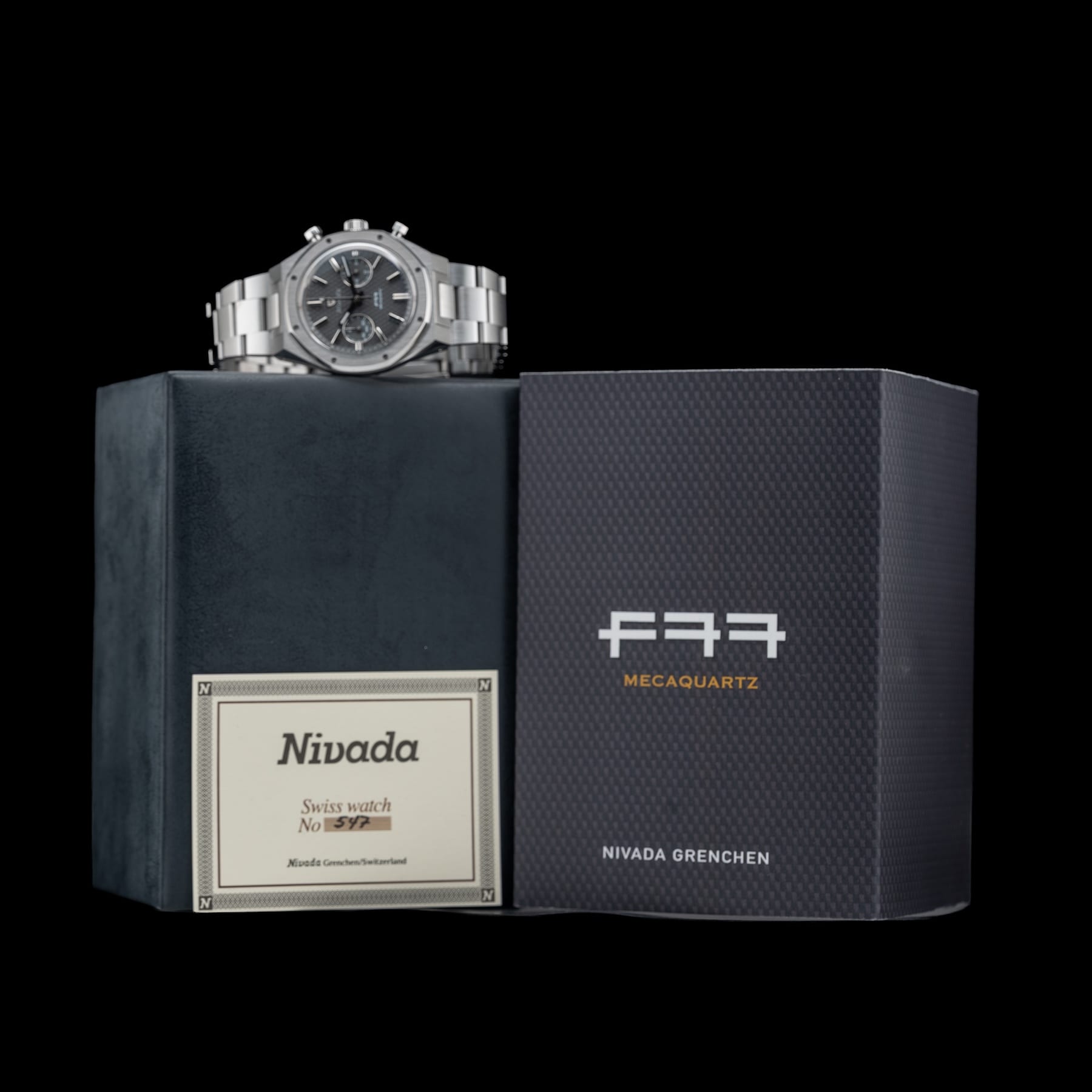 Nivada Grenchen F77 Chrono Mecaquartz Grey 38mm 68001Q77
