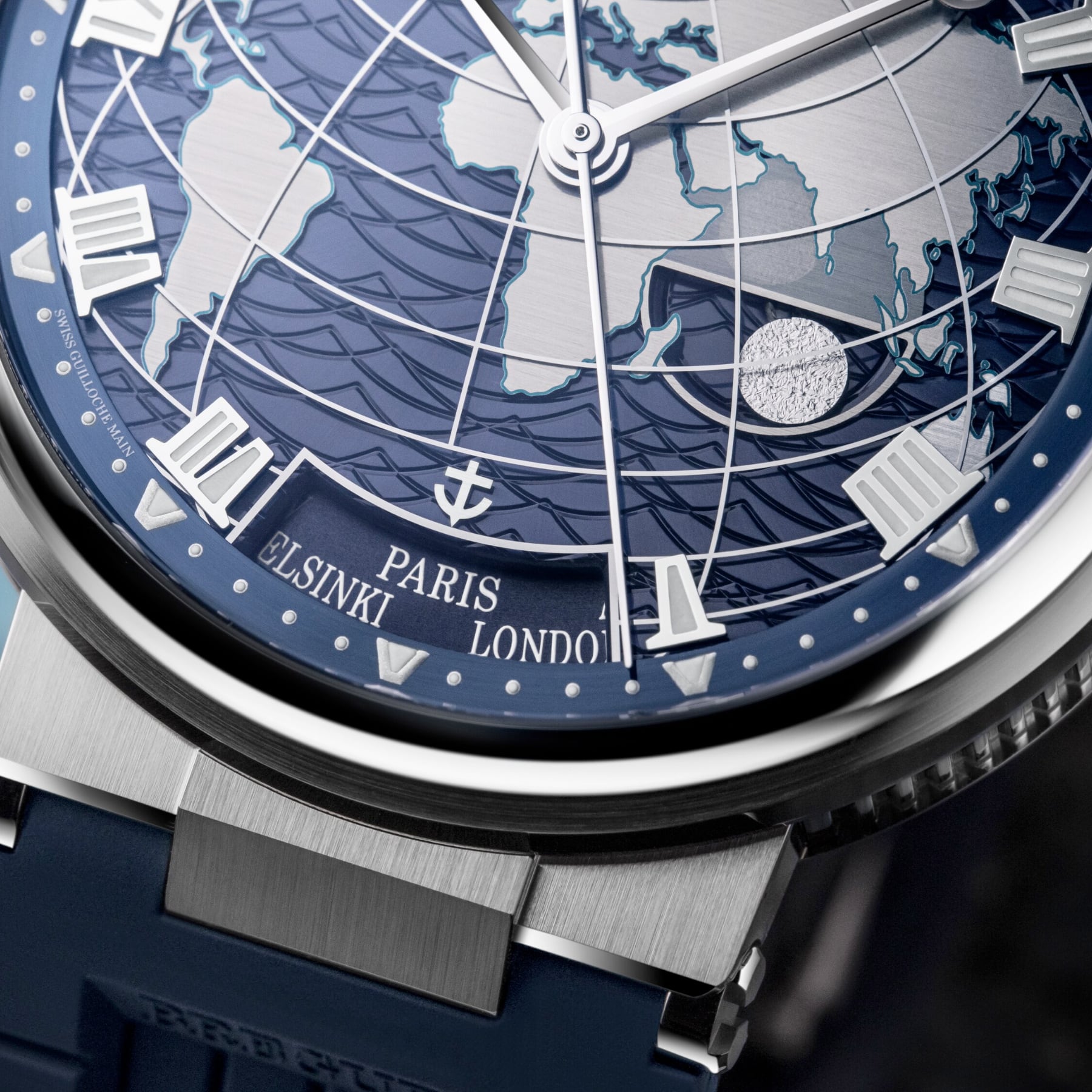 Breguet Marine Hora Mundi 5557 White Gold Blue Dial on Rubber Strap