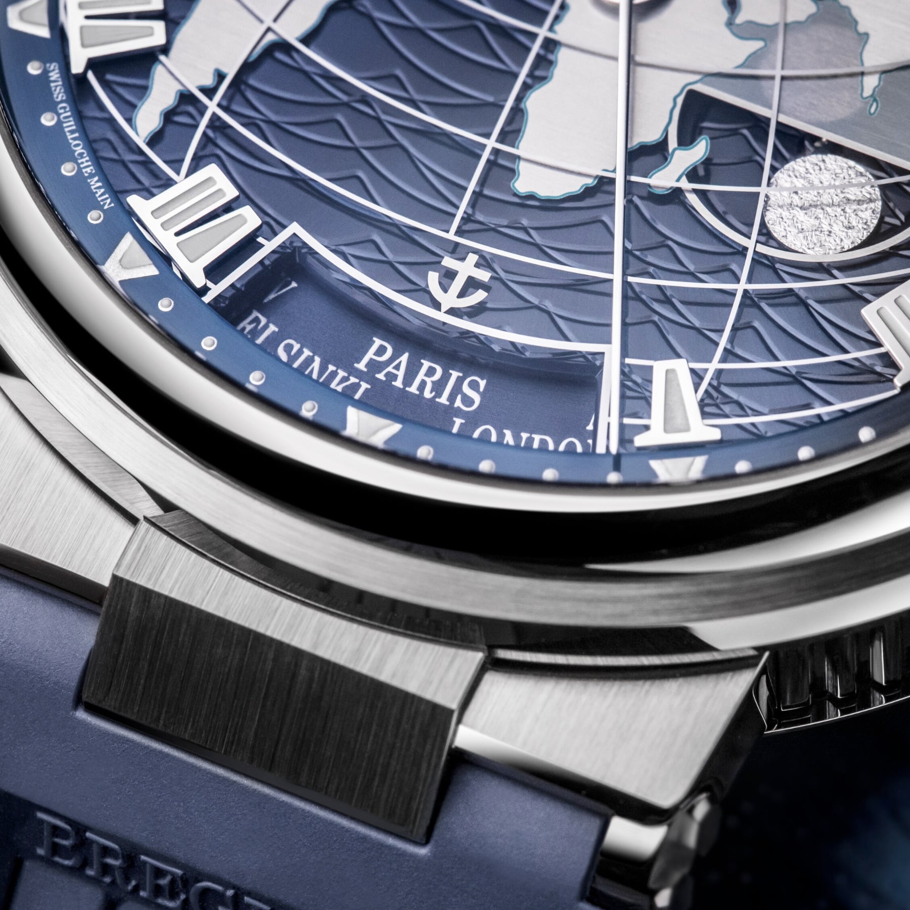 Breguet Marine Hora Mundi 5557 White Gold Blue Dial on Rubber Strap