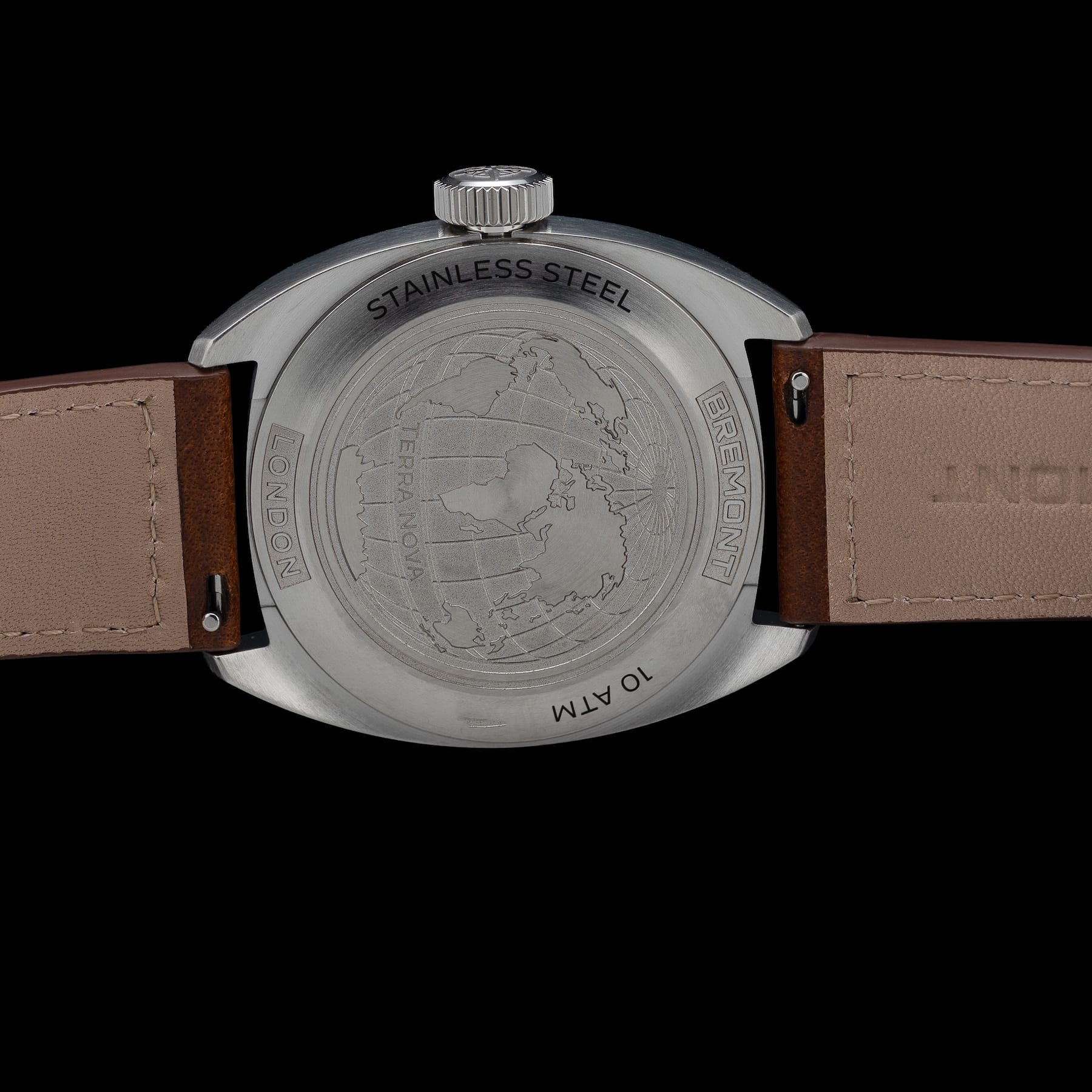 Bremont Terra Nova 40.5 Date Black Dial on Leather Strap TN40-DT-SS-BK-L-S
