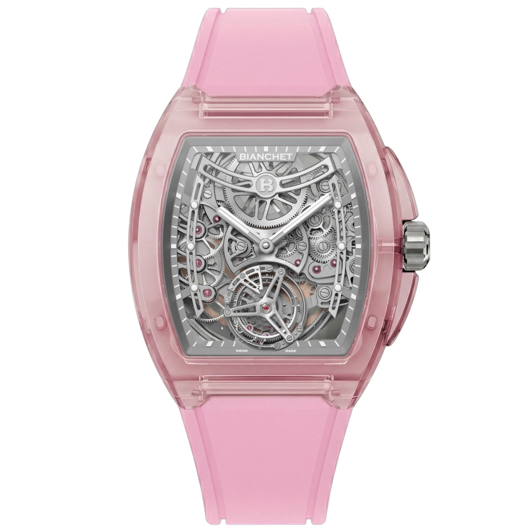 Bianchet Ultrafino Tonneau Skeleton Sapphire Pink