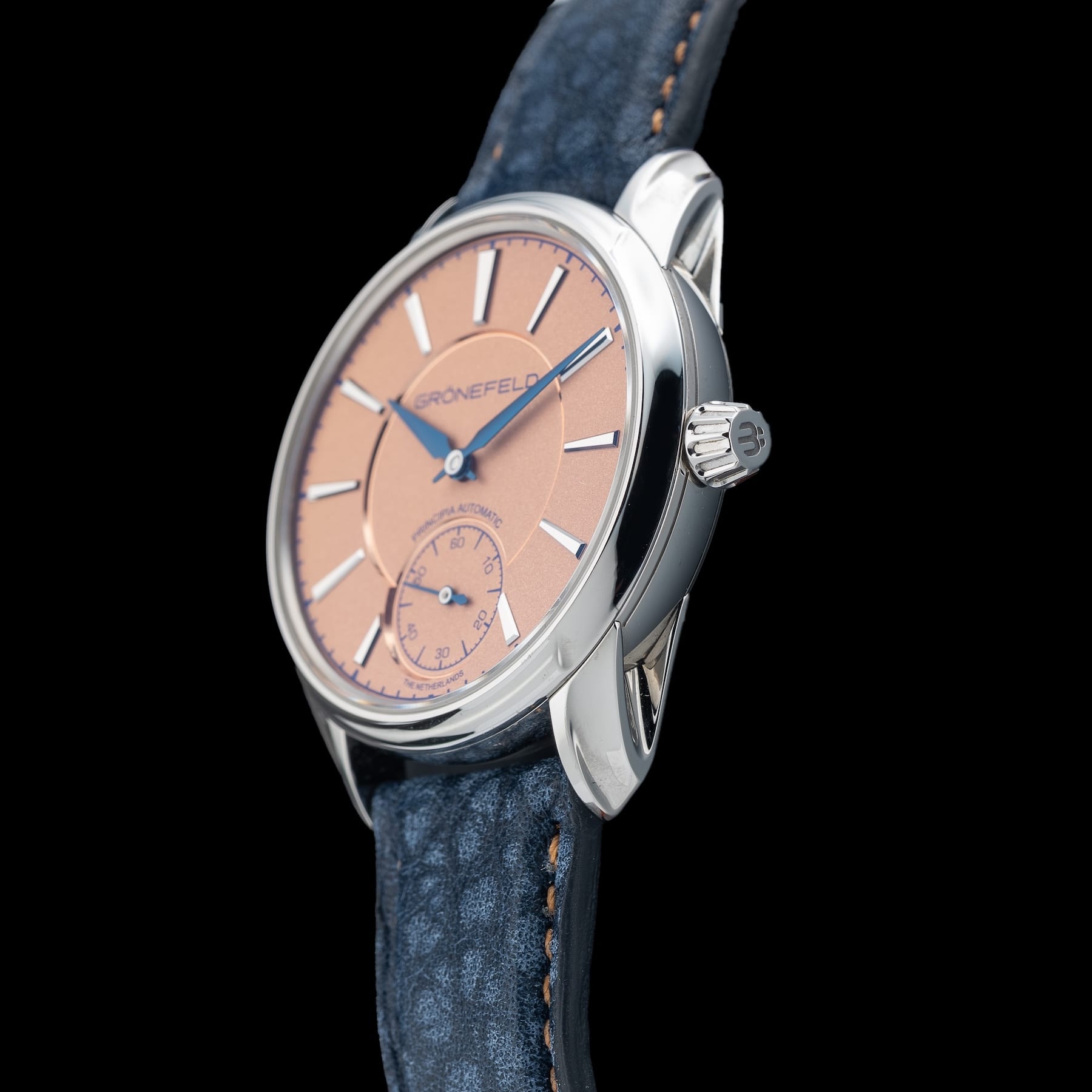 Grönefeld 1941 Principia Automatic Stainless Steel Salmon Dial 41126