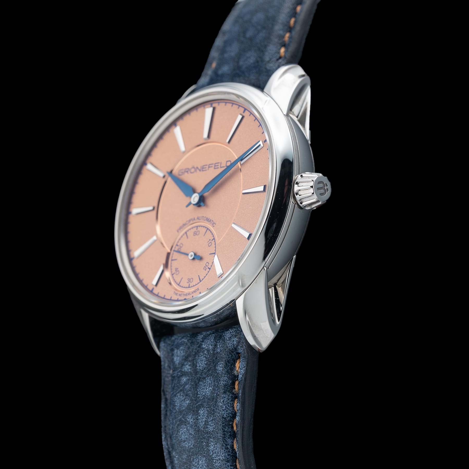 Grönefeld 1941 Principia Automatic Stainless Steel Salmon Dial 41126