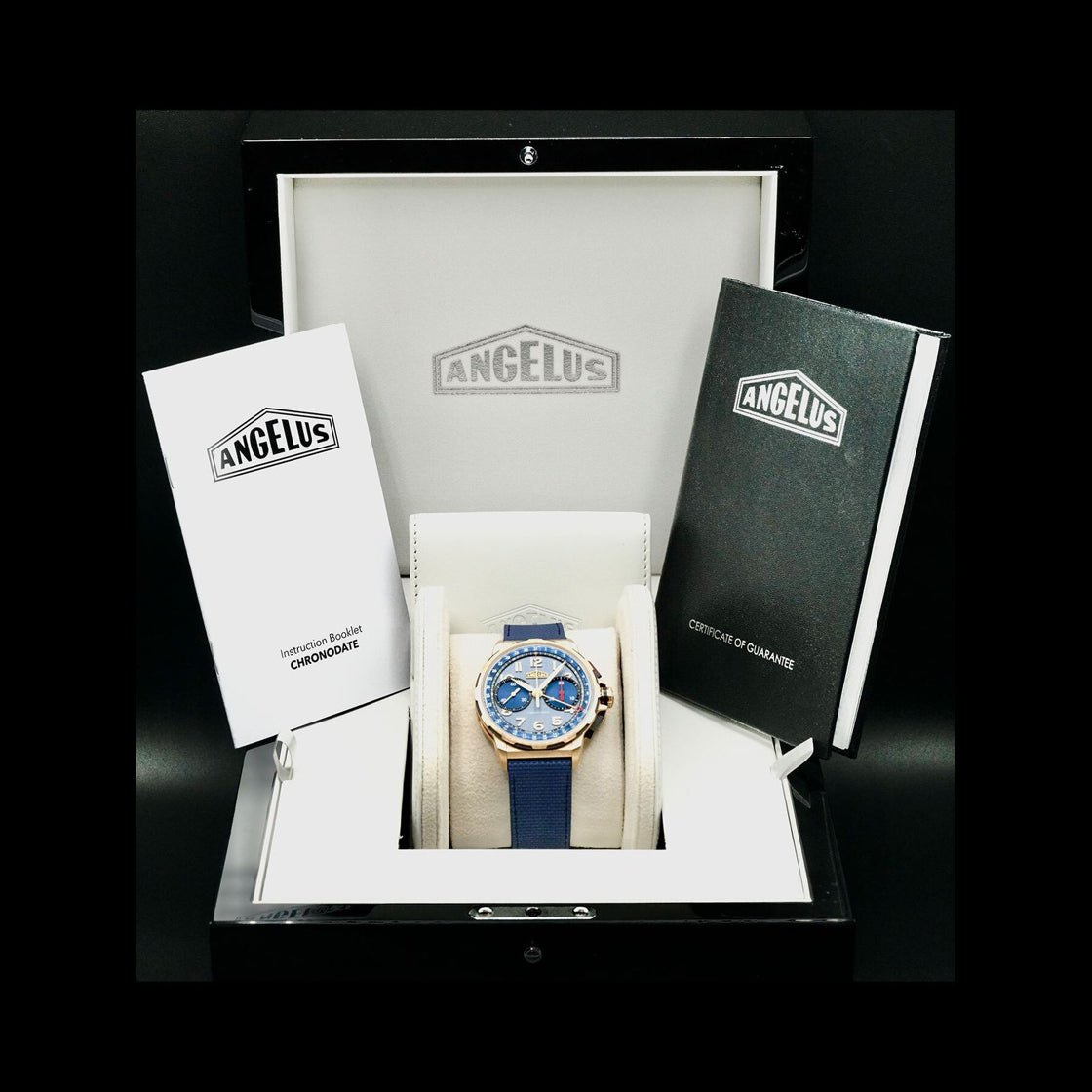 Angelus 0CDZE.U02A.K009H Chronodate Gold Blue
