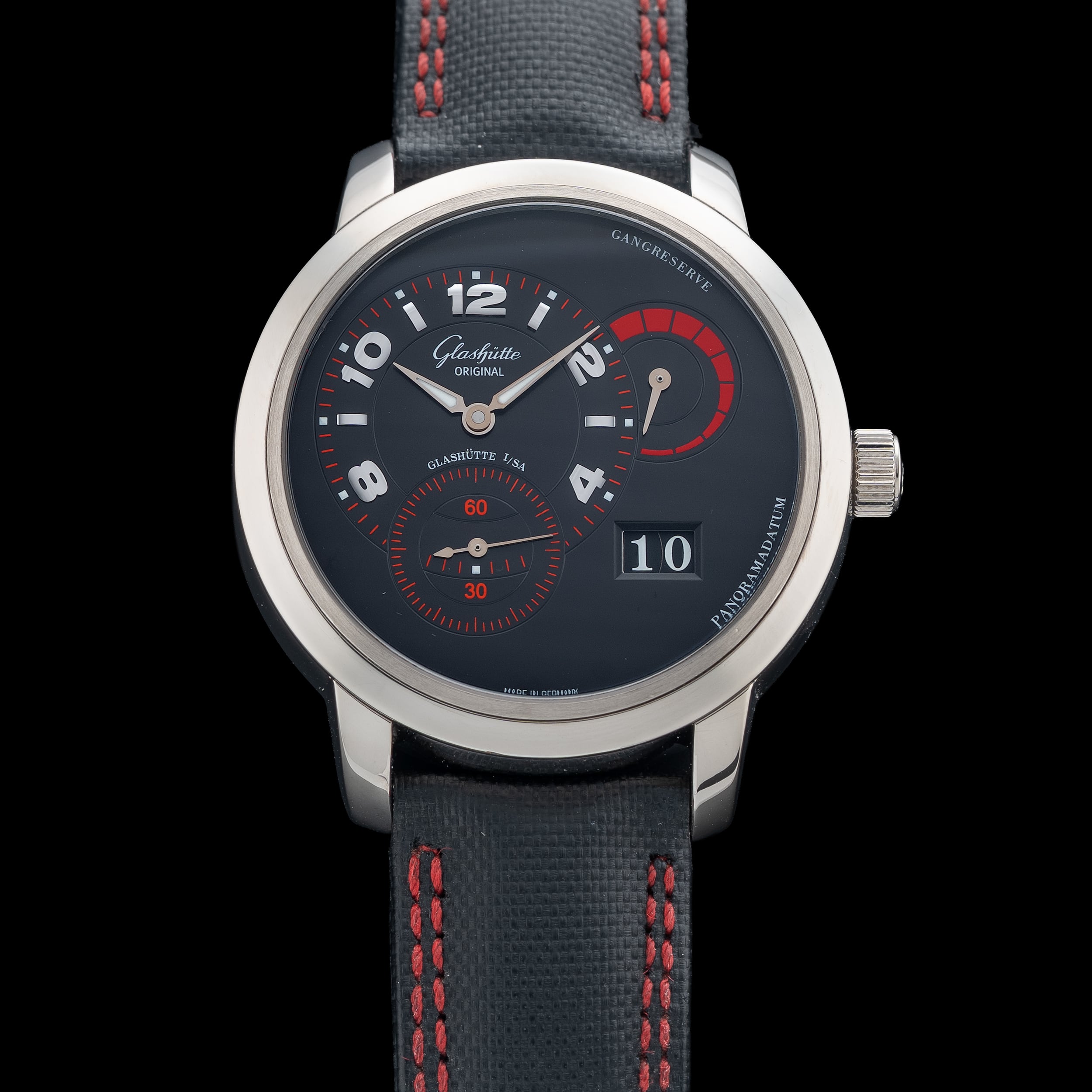 Glashutte Original Panomatic Reserve Xl 18K White Gold Black Dial 1-90-03-34-14-03