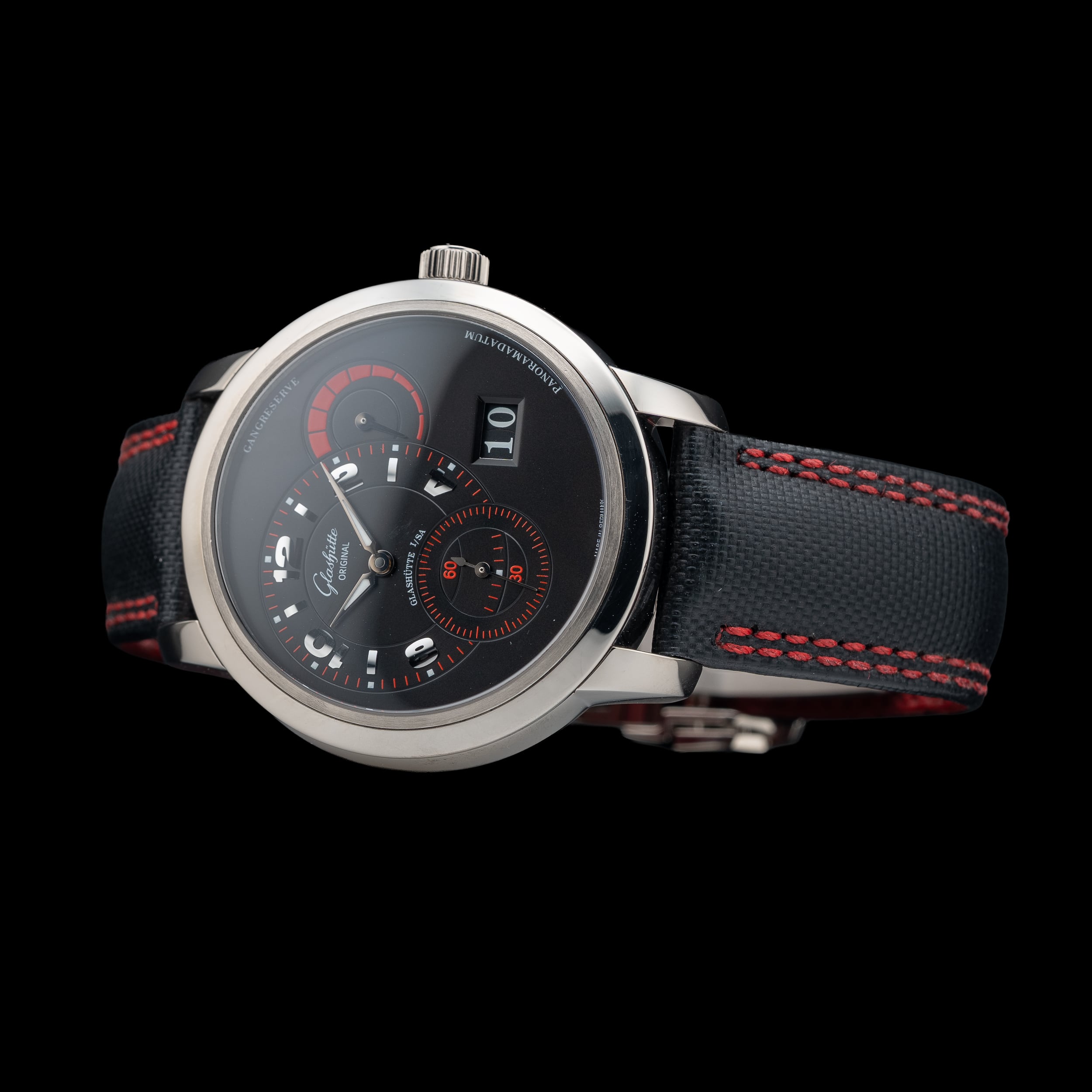 Glashutte Original Panomatic Reserve Xl 18K White Gold Black Dial 1-90-03-34-14-03
