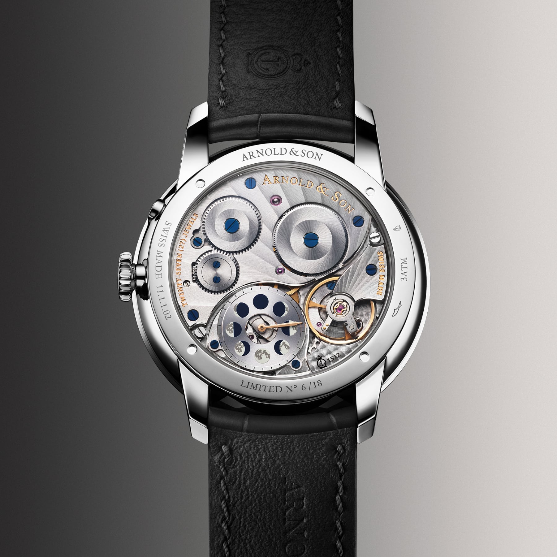 Arnold & Son HM Perpetual Moon Steel 41.5 Black Dial Red MOP 1GLBS.M02A.C672S