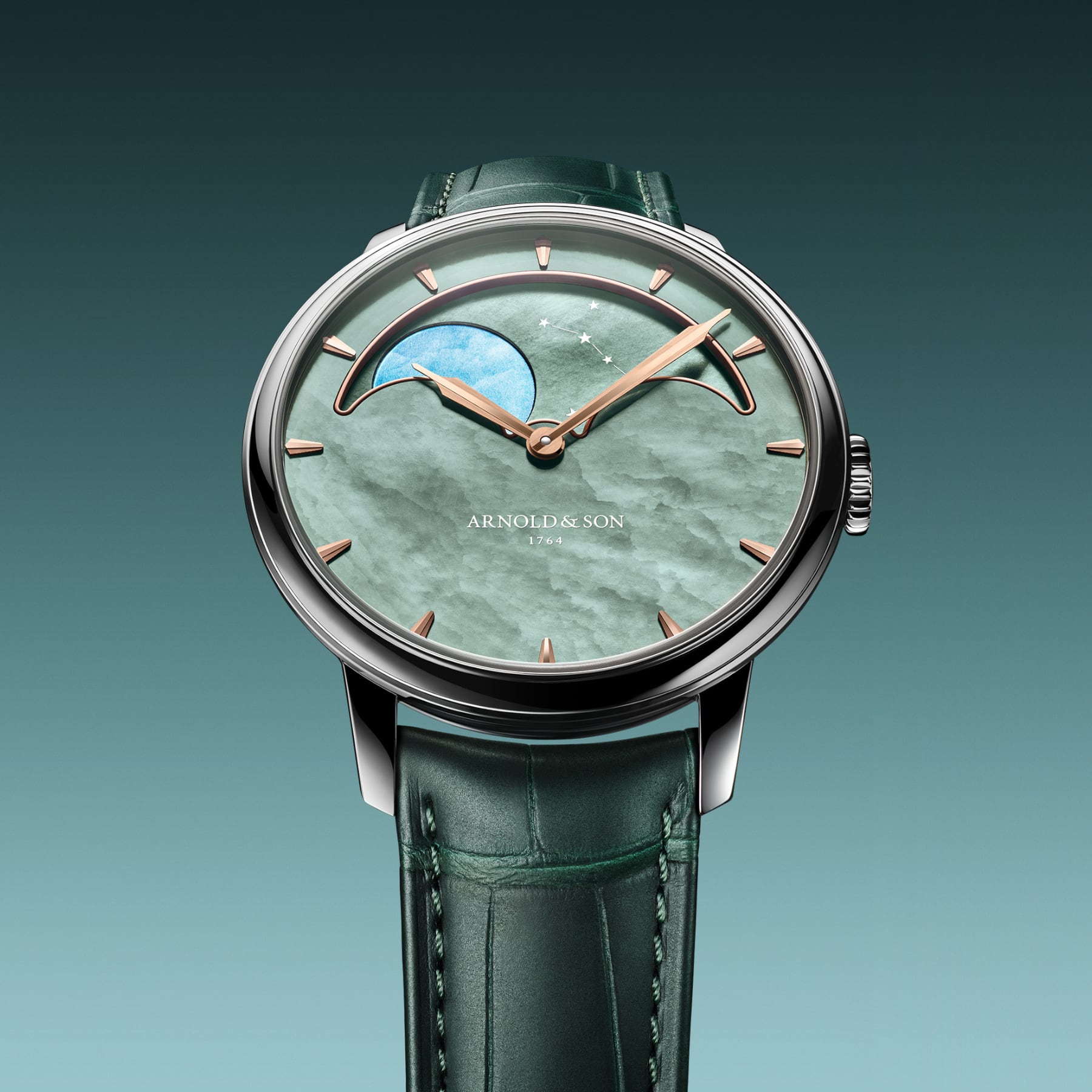 Arnold & Son HM Perpetual Moon Steel 41.5 Green Dial Green Mop 1GLBS.M01A.C1242S