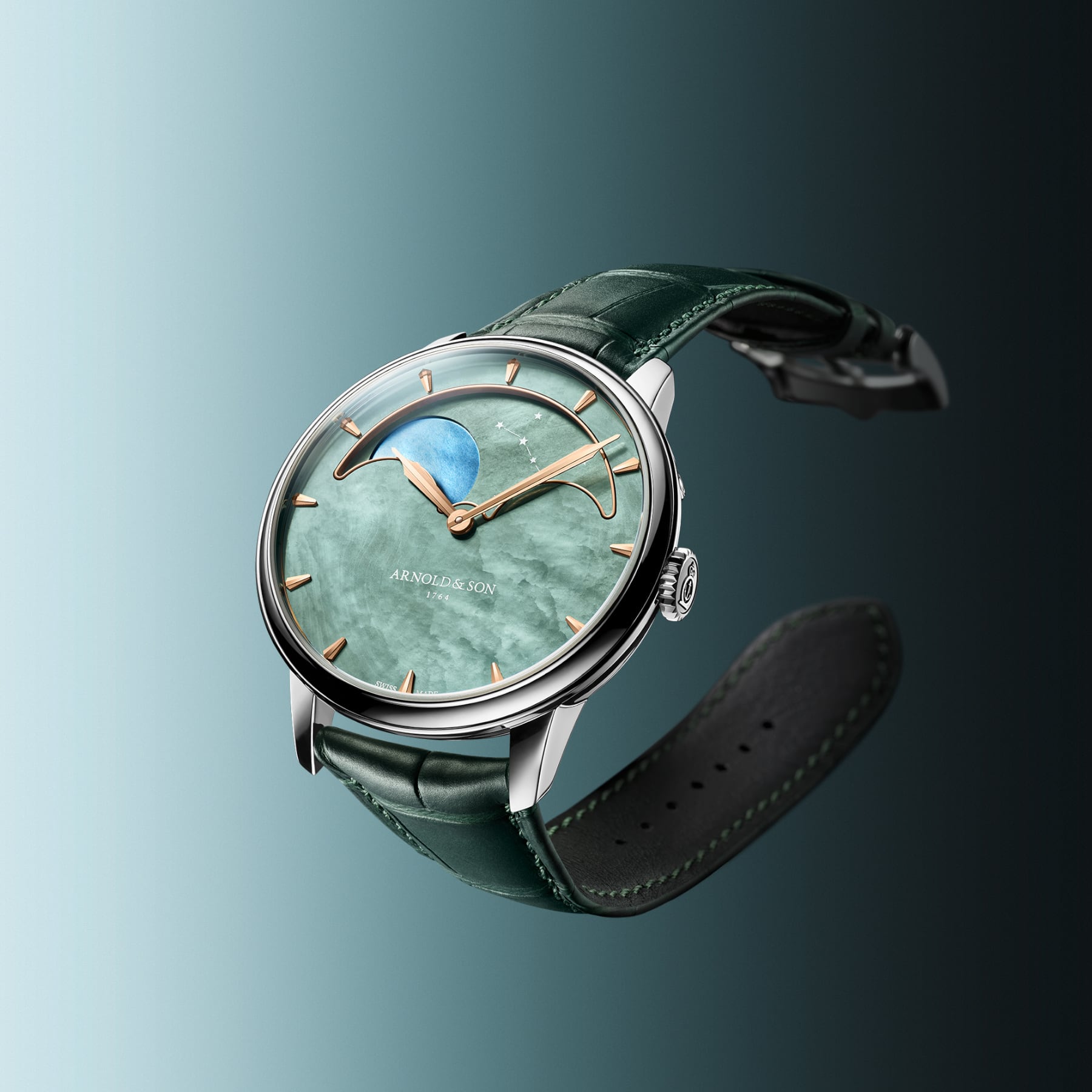 Arnold & Son HM Perpetual Moon Steel 41.5 Green Dial Green Mop 1GLBS.M01A.C1242S
