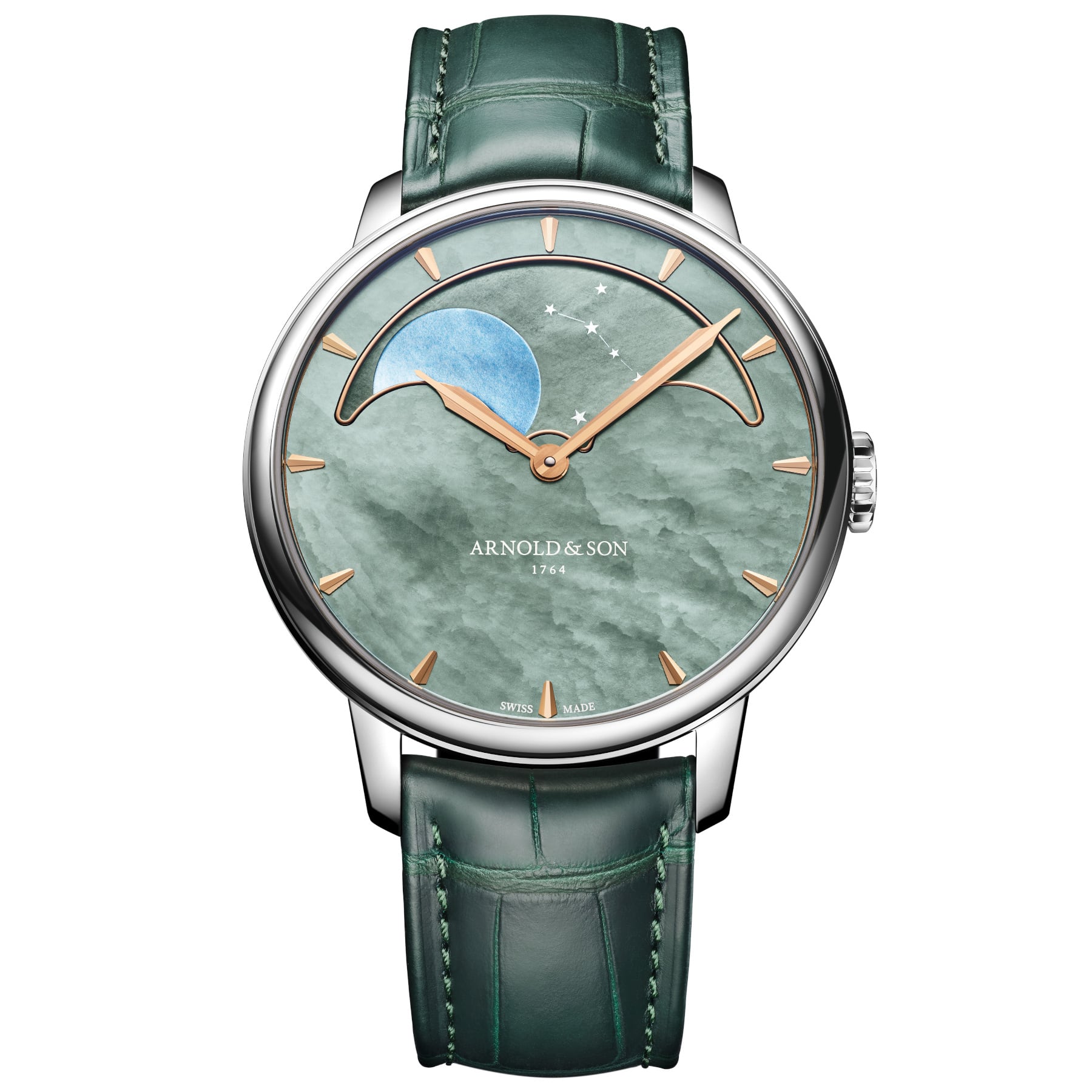 Arnold & Son HM Perpetual Moon Steel 41.5 Green Dial Green Mop 1GLBS.M01A.C1242S