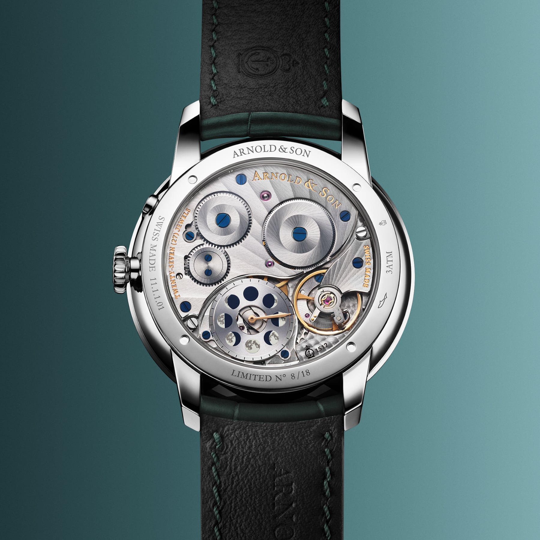 Arnold & Son HM Perpetual Moon Steel 41.5 Green Dial Green Mop 1GLBS.M01A.C1242S